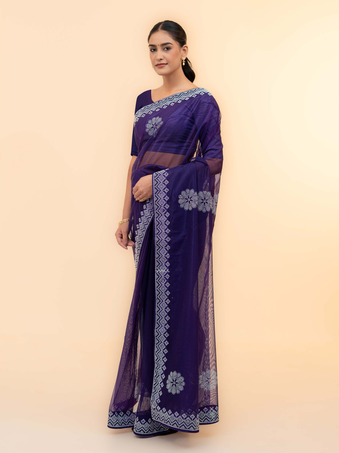 Purple Soft Net Saree