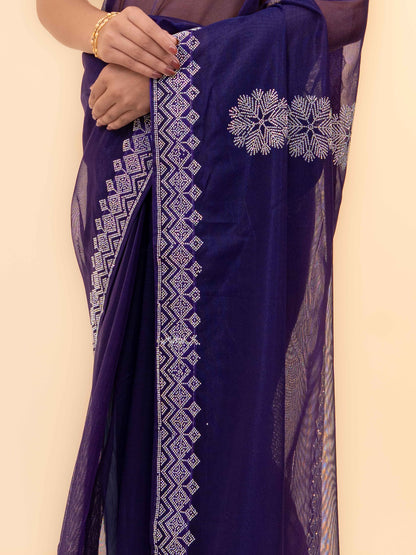 Purple Soft Net Saree