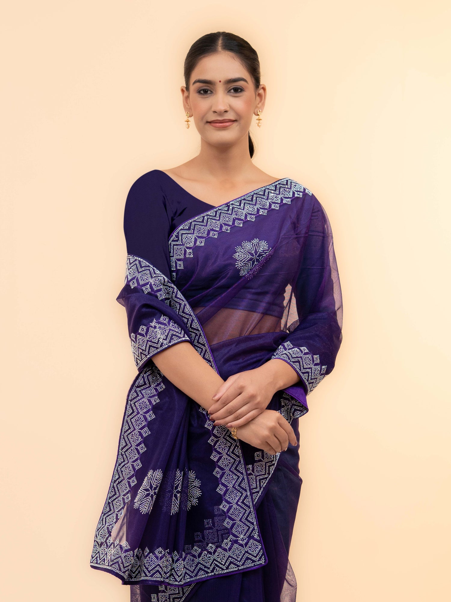 Purple Soft Net Saree
