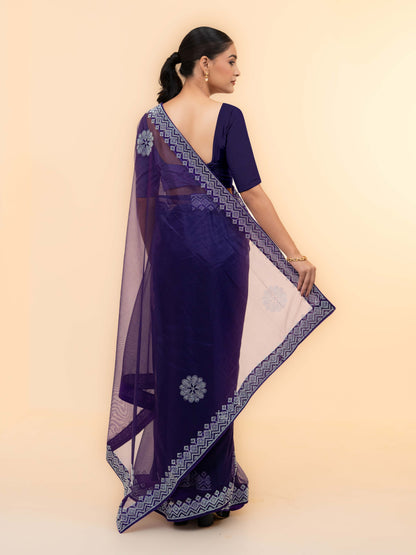 Purple Soft Net Saree