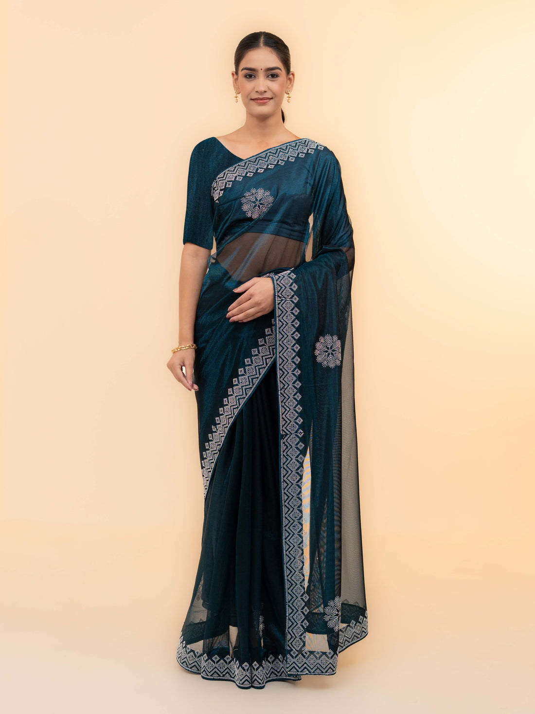 Navy Blue Soft Net Saree