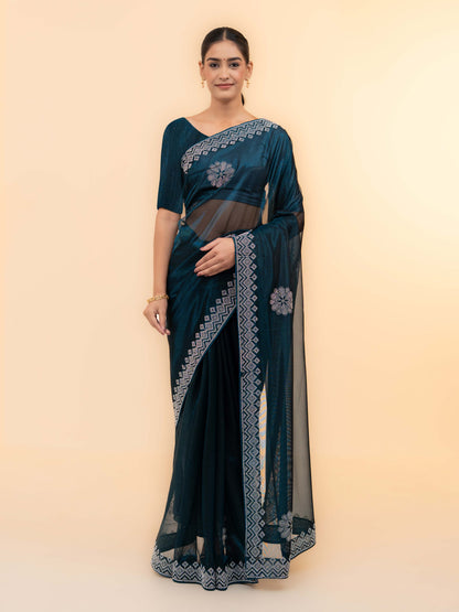 Navy Blue Soft Net Saree