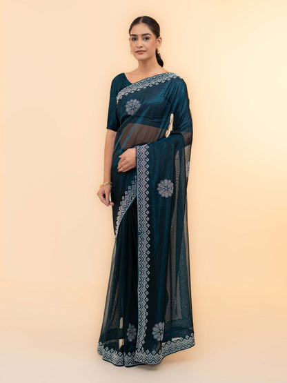 Navy Blue Soft Net Saree