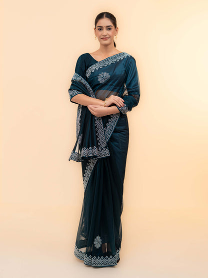 Navy Blue Soft Net Saree
