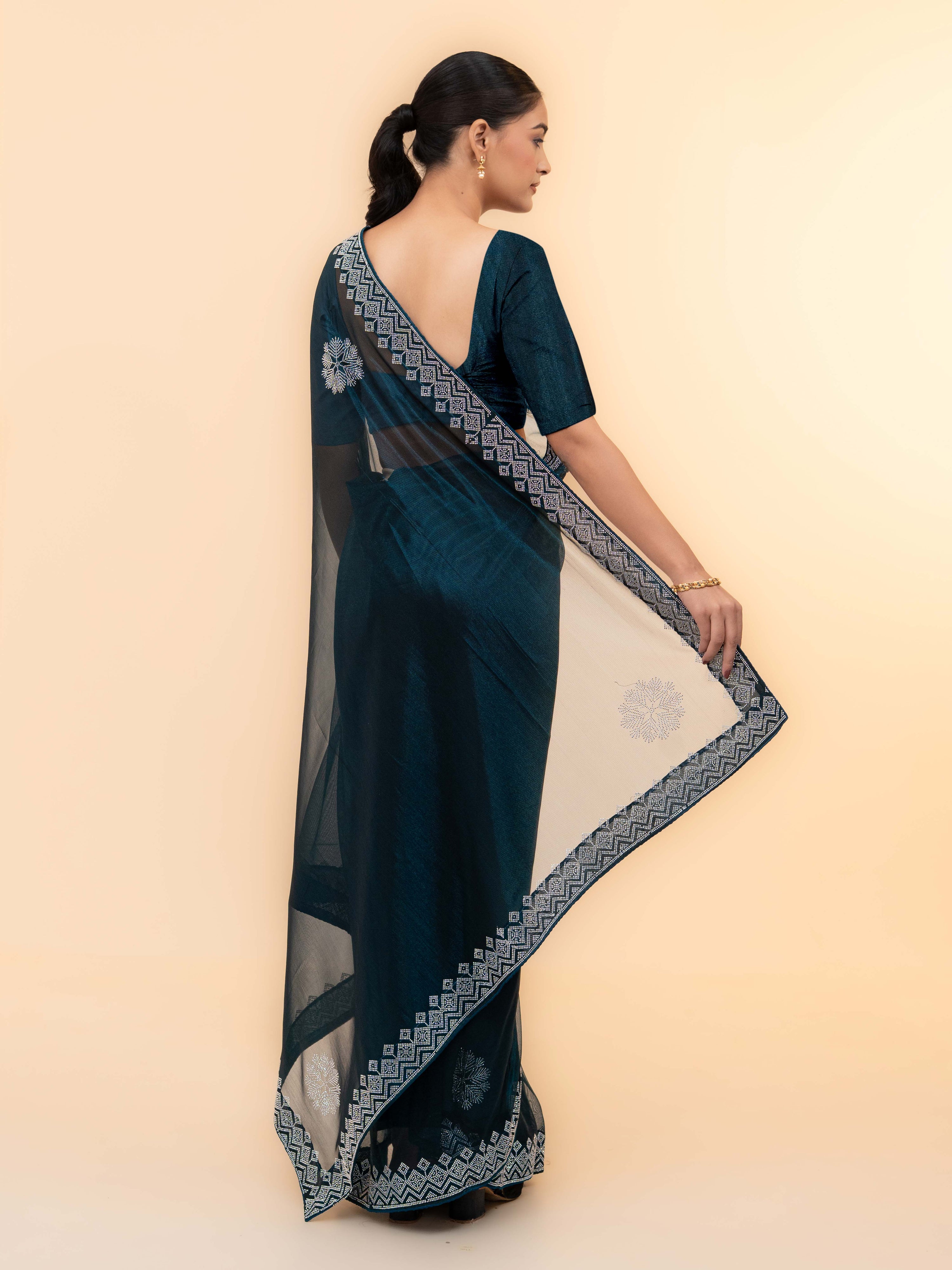 Navy Blue Soft Net Saree
