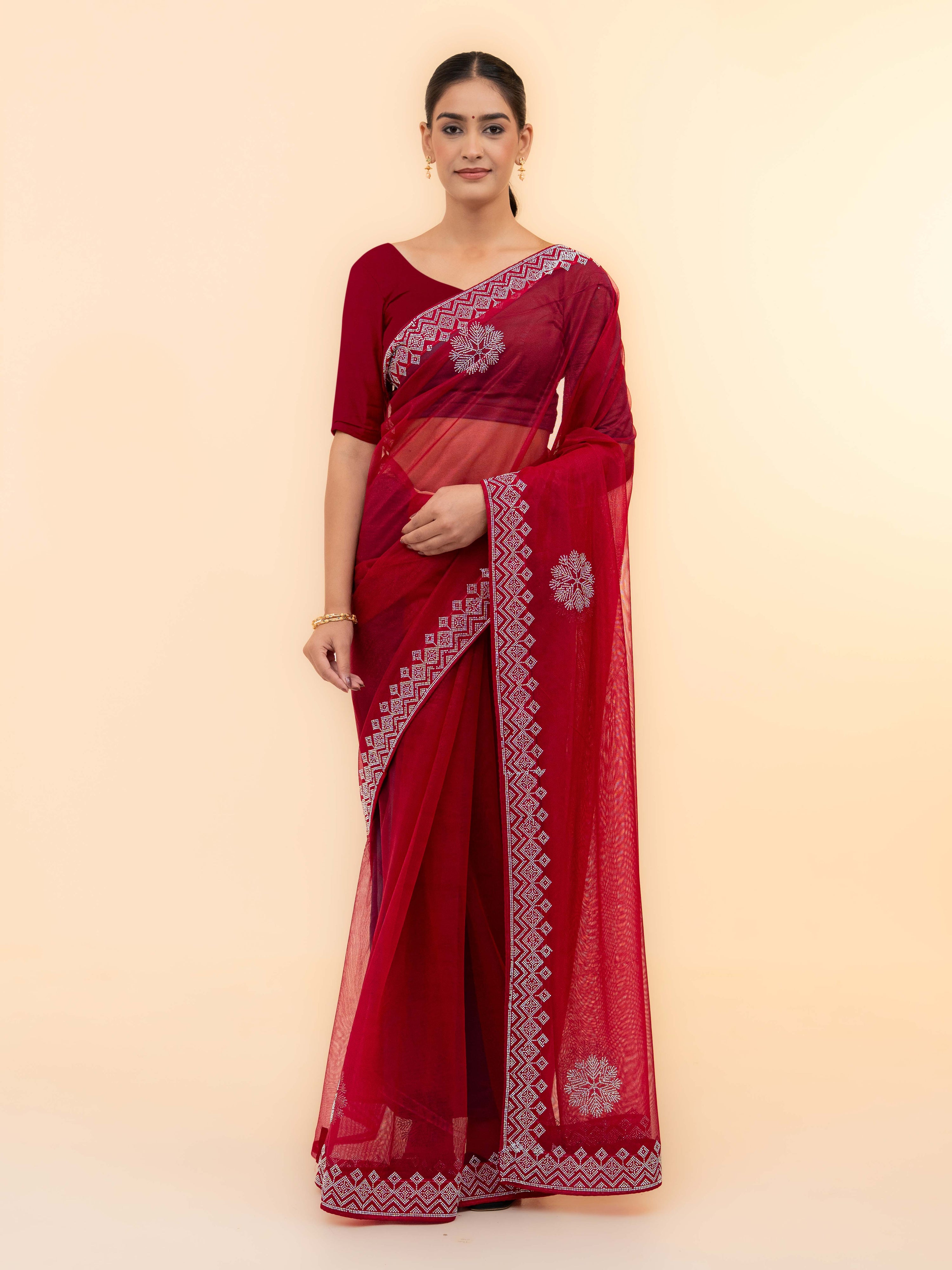 Rani Pink Soft Net Saree