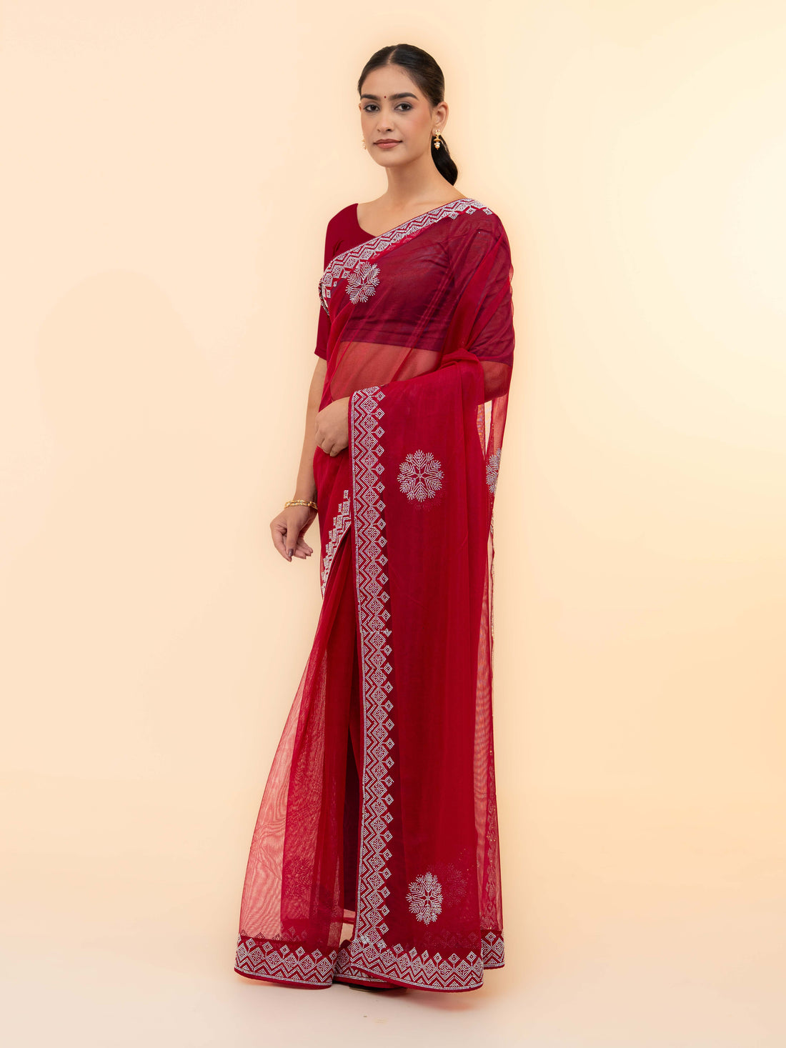 Rani Pink Soft Net Saree