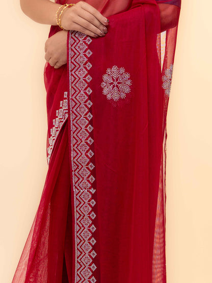Rani Pink Soft Net Saree