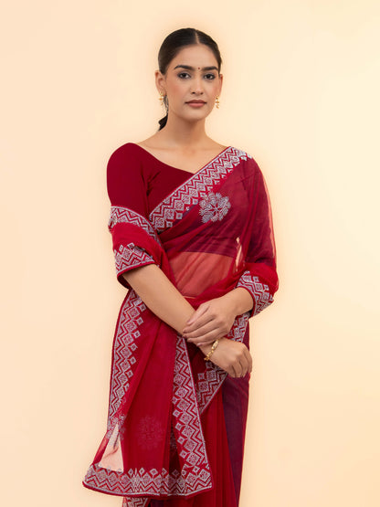 Rani Pink Soft Net Saree