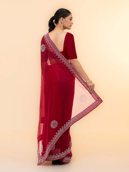 Rani Pink Soft Net Saree