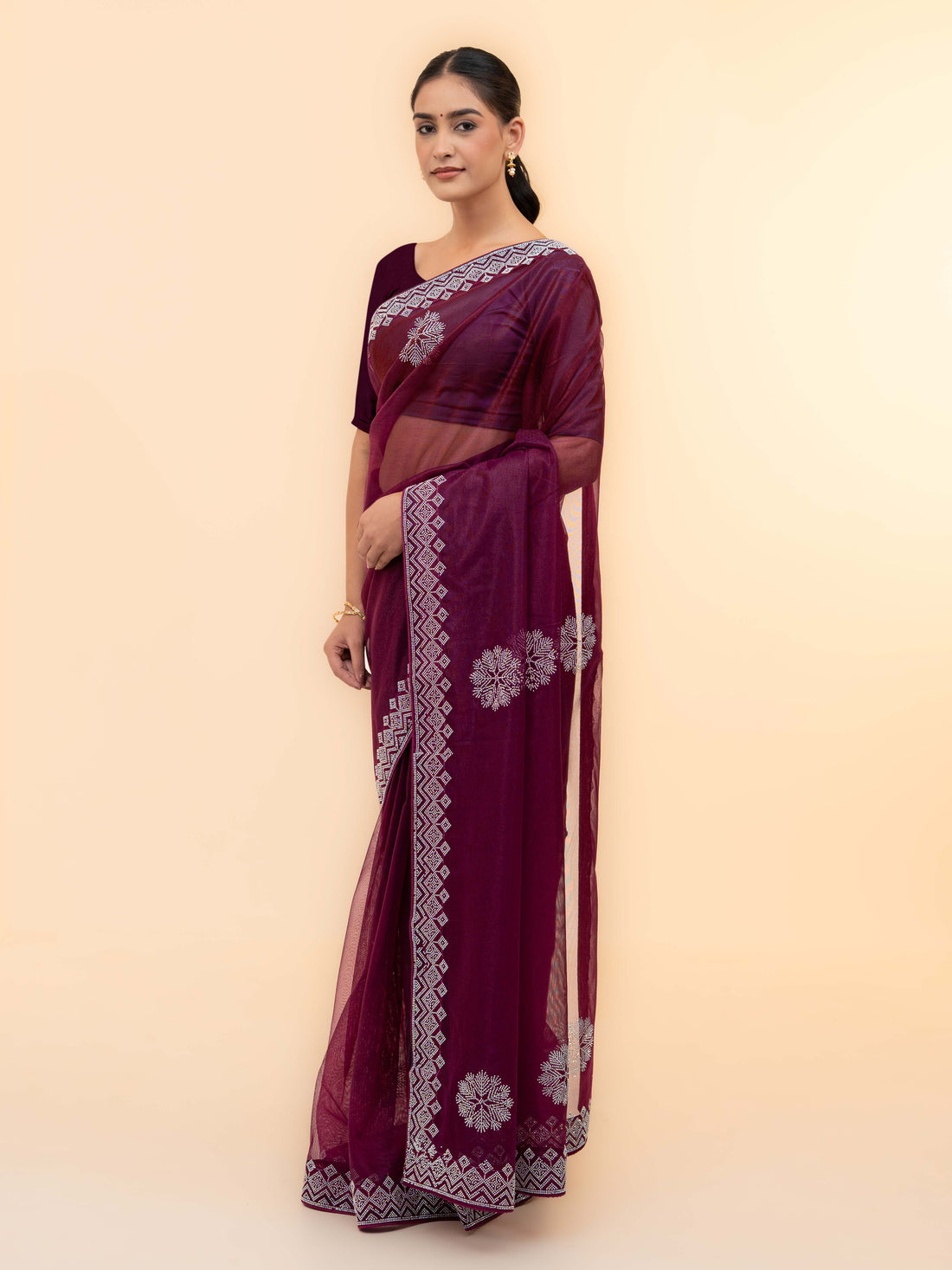 Maroon Soft Net Saree
