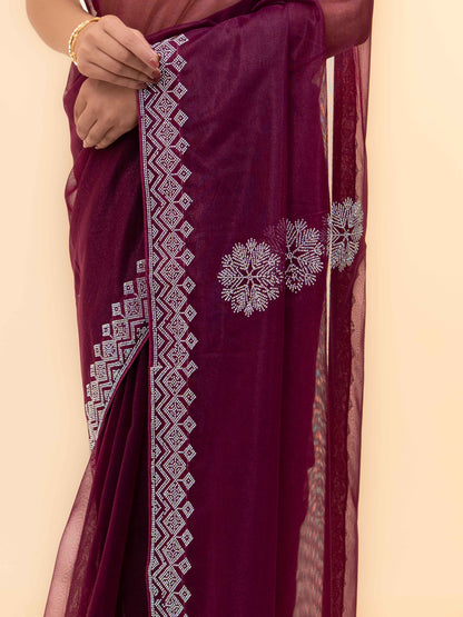 Maroon Soft Net Saree
