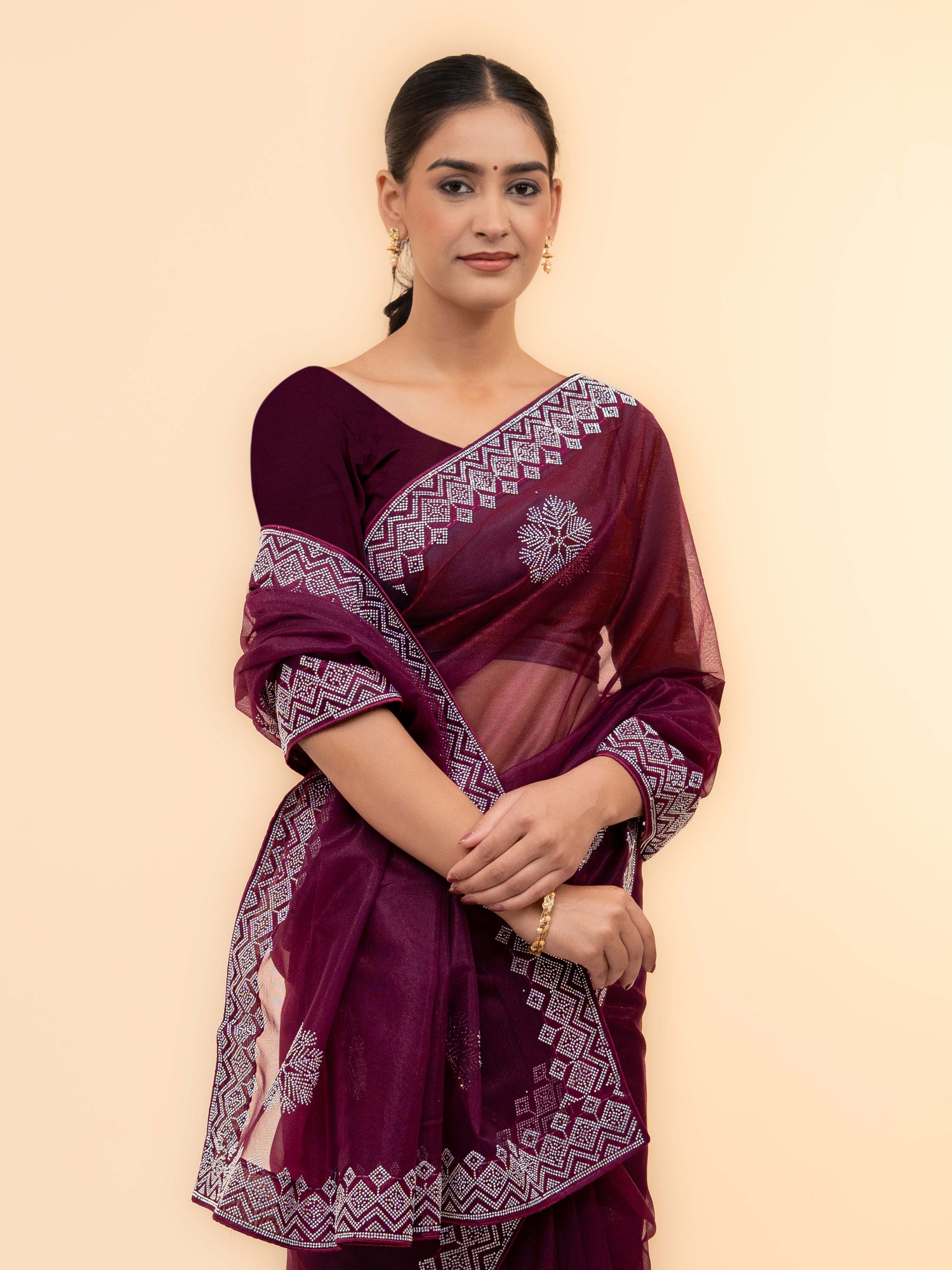 Maroon Soft Net Saree