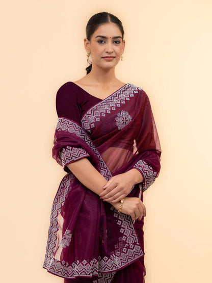 Maroon Soft Net Saree