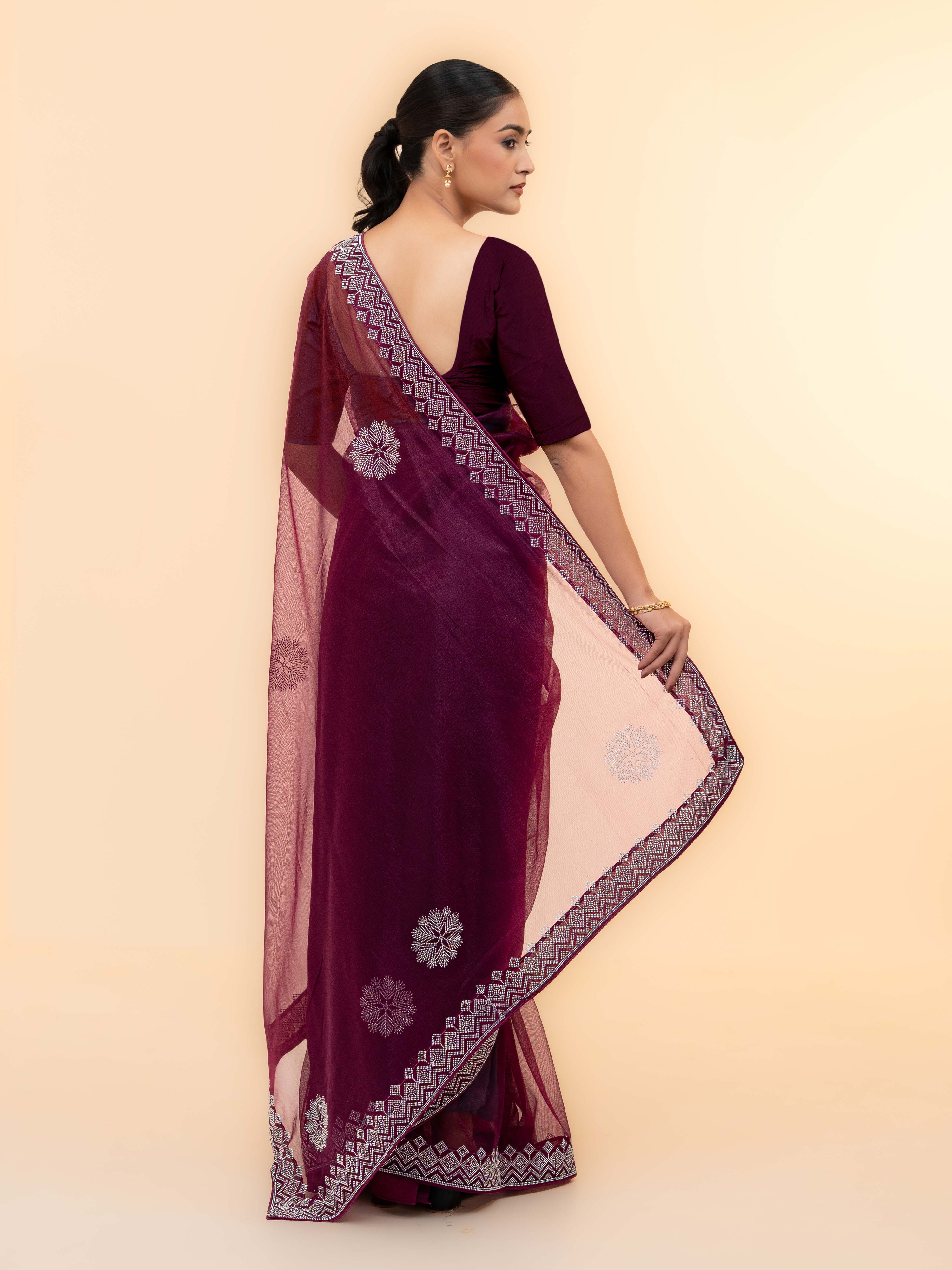 Maroon Soft Net Saree