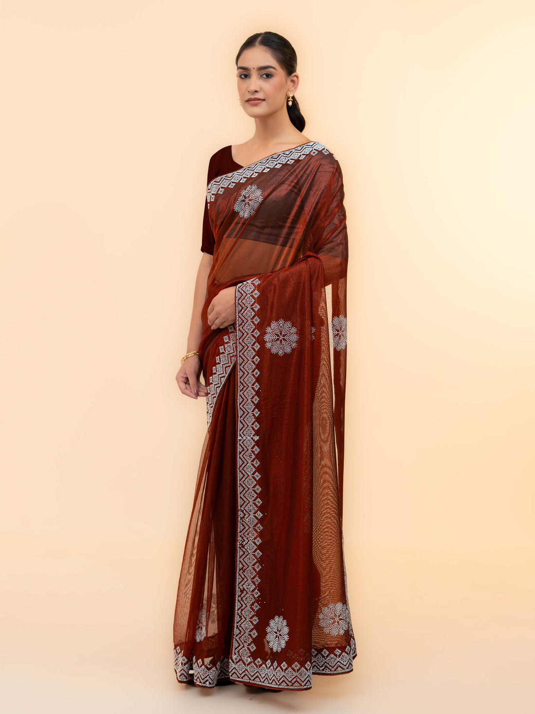 Brown Soft Net Saree