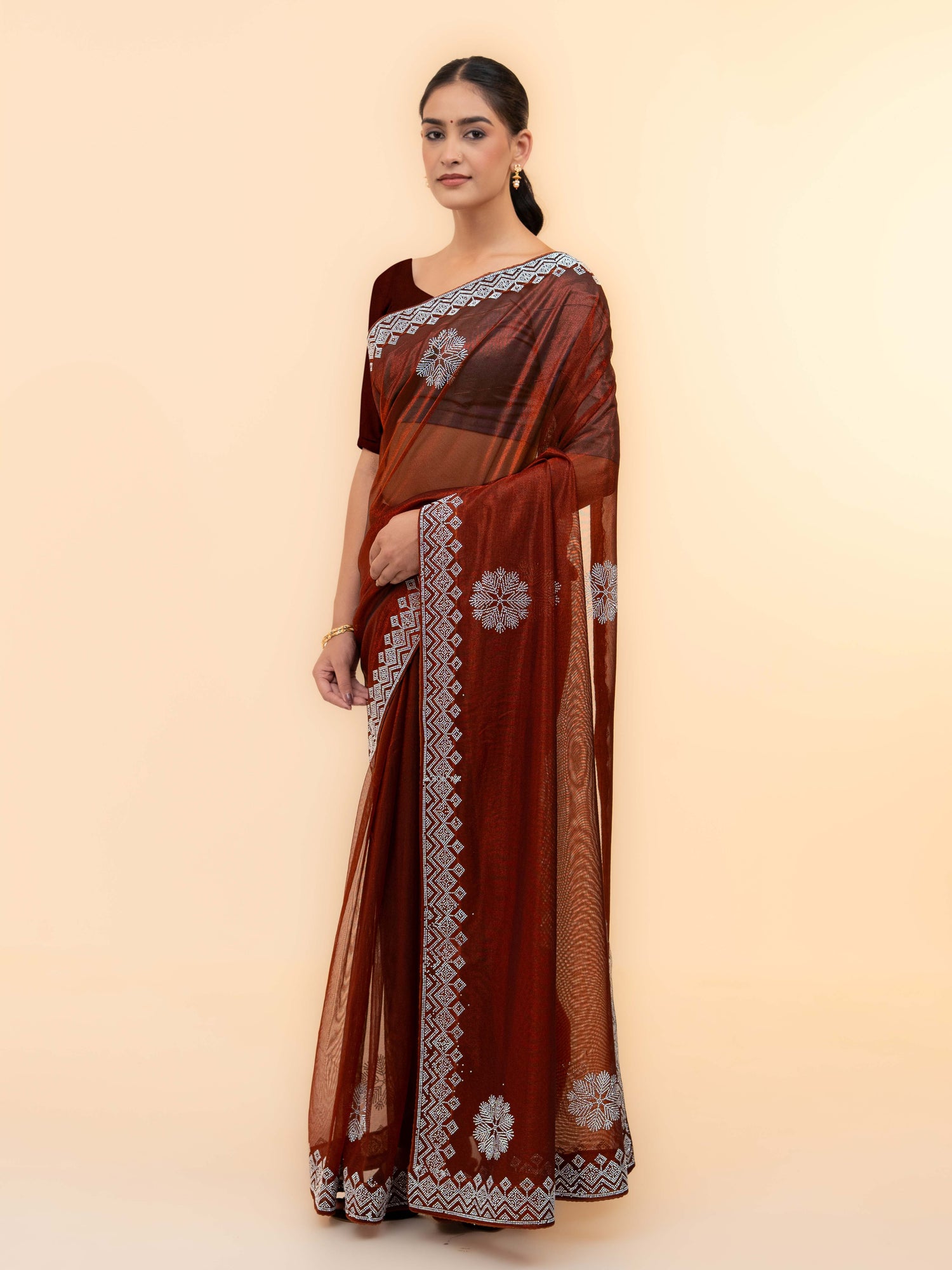 Brown Soft Net Saree