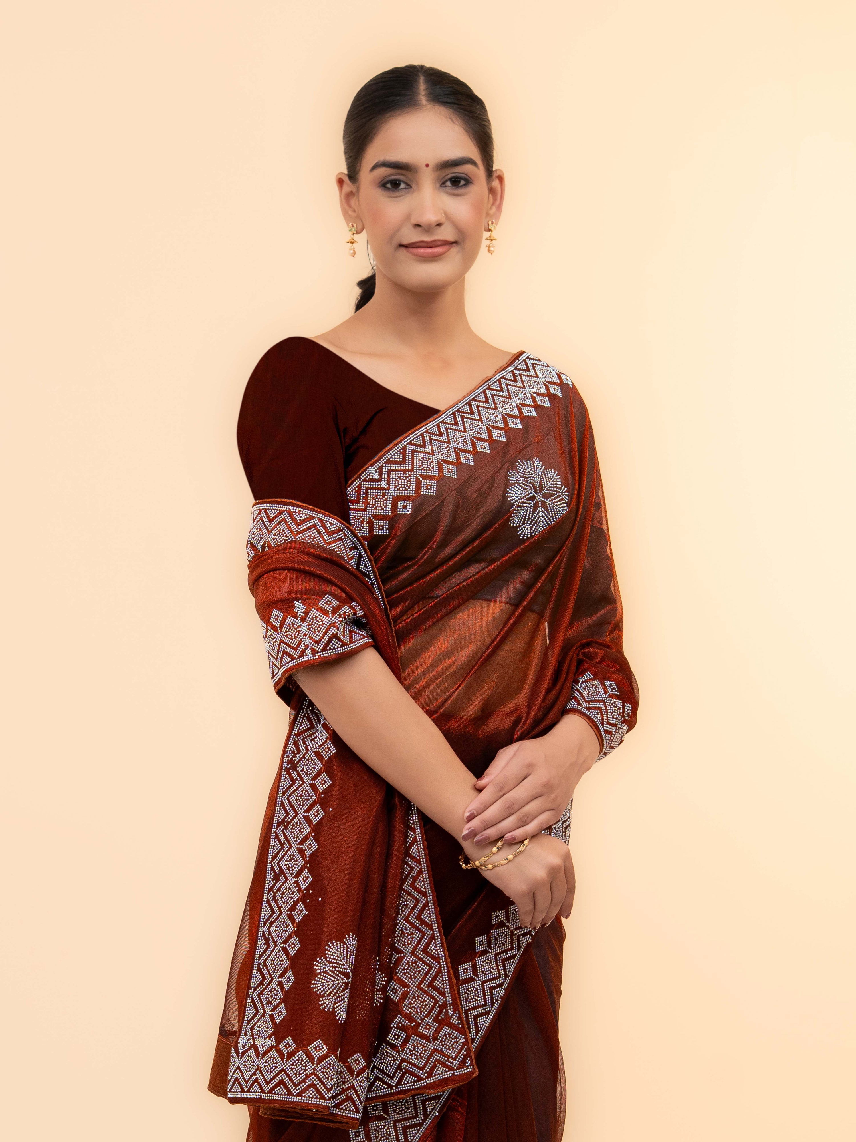 Brown Soft Net Saree