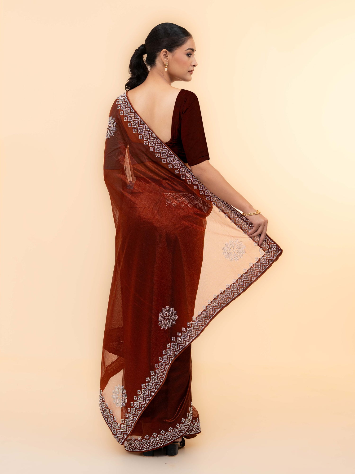 Brown Soft Net Saree
