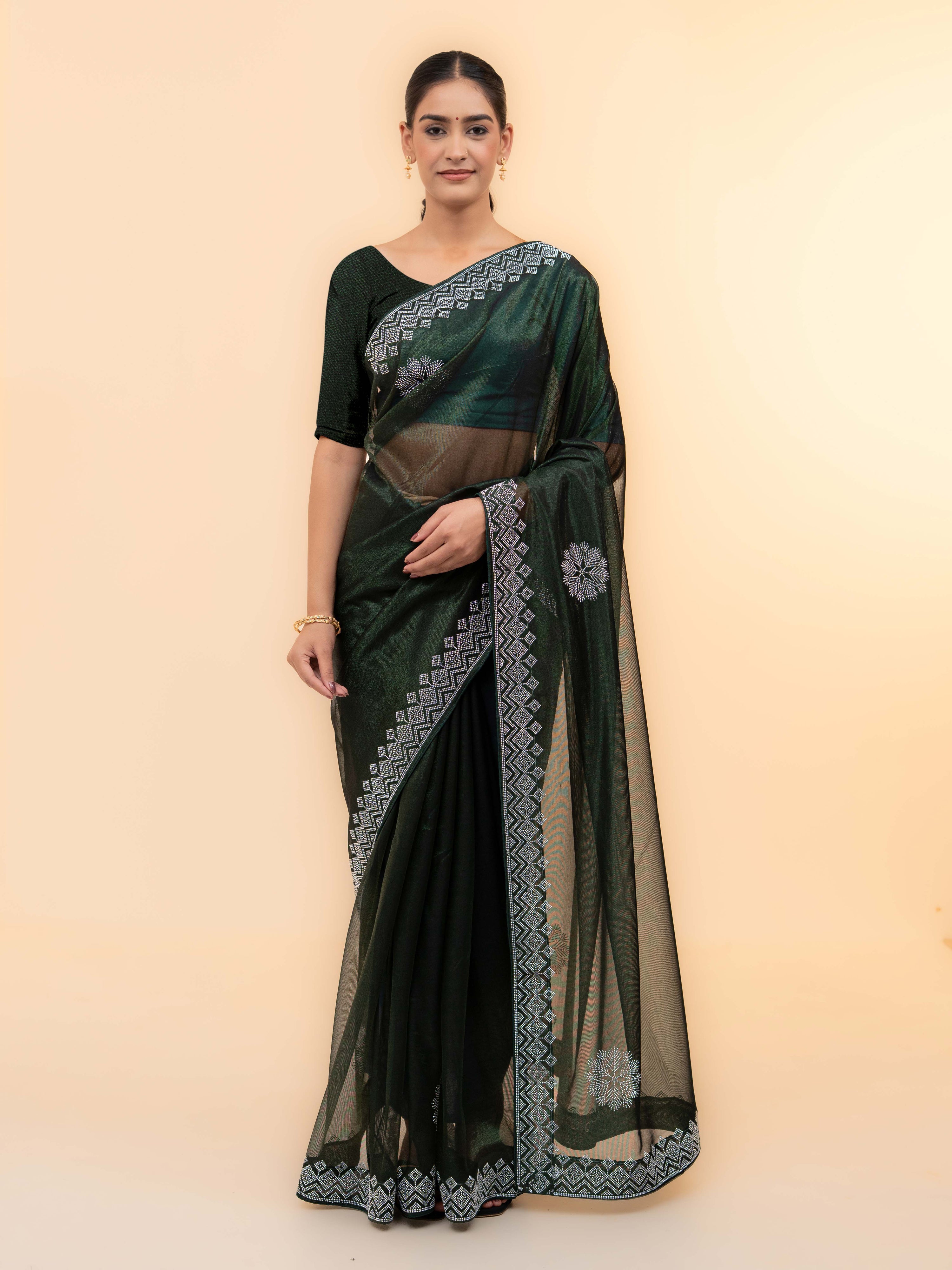 Emerald Green Soft Net Saree