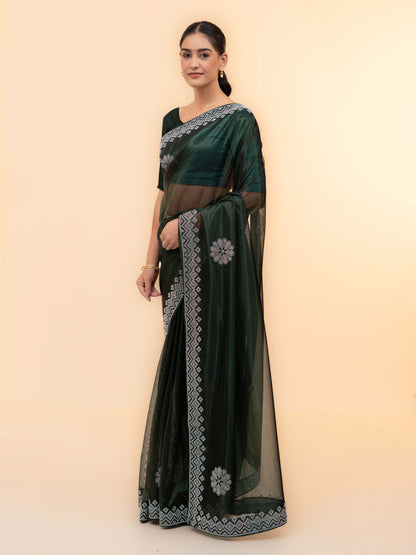 Emerald Green Soft Net Saree