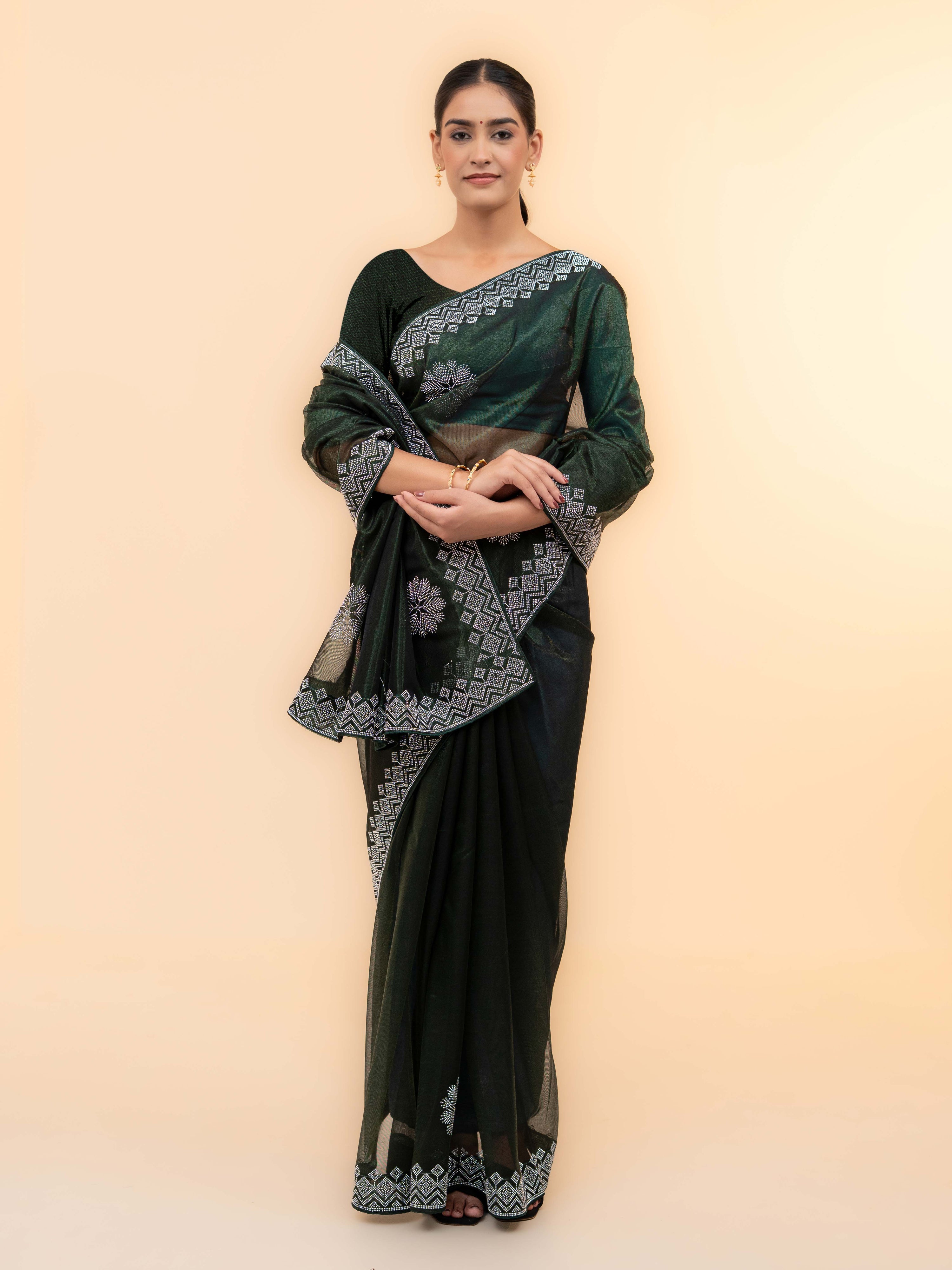 Emerald Green Soft Net Saree