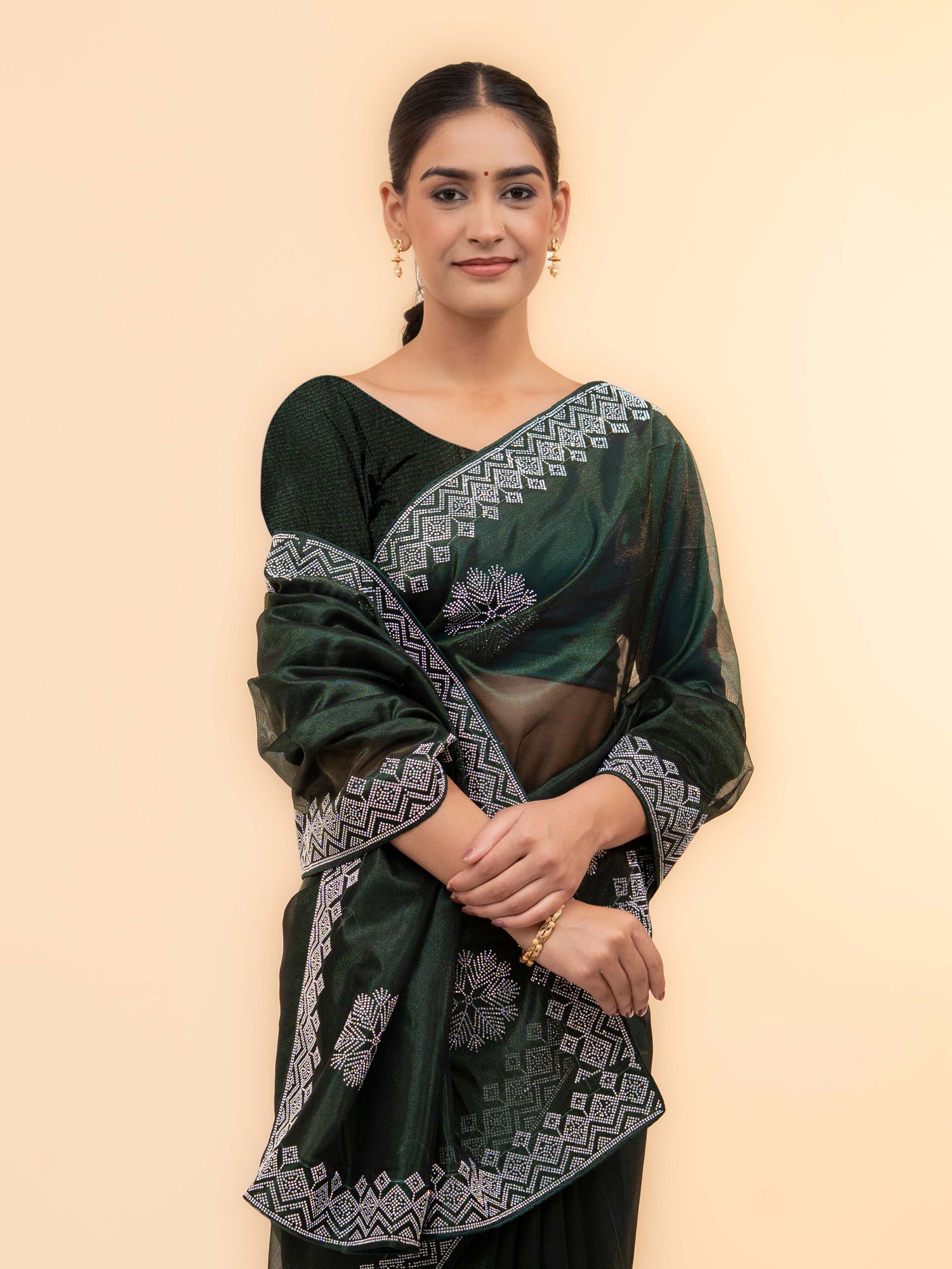 Emerald Green Soft Net Saree