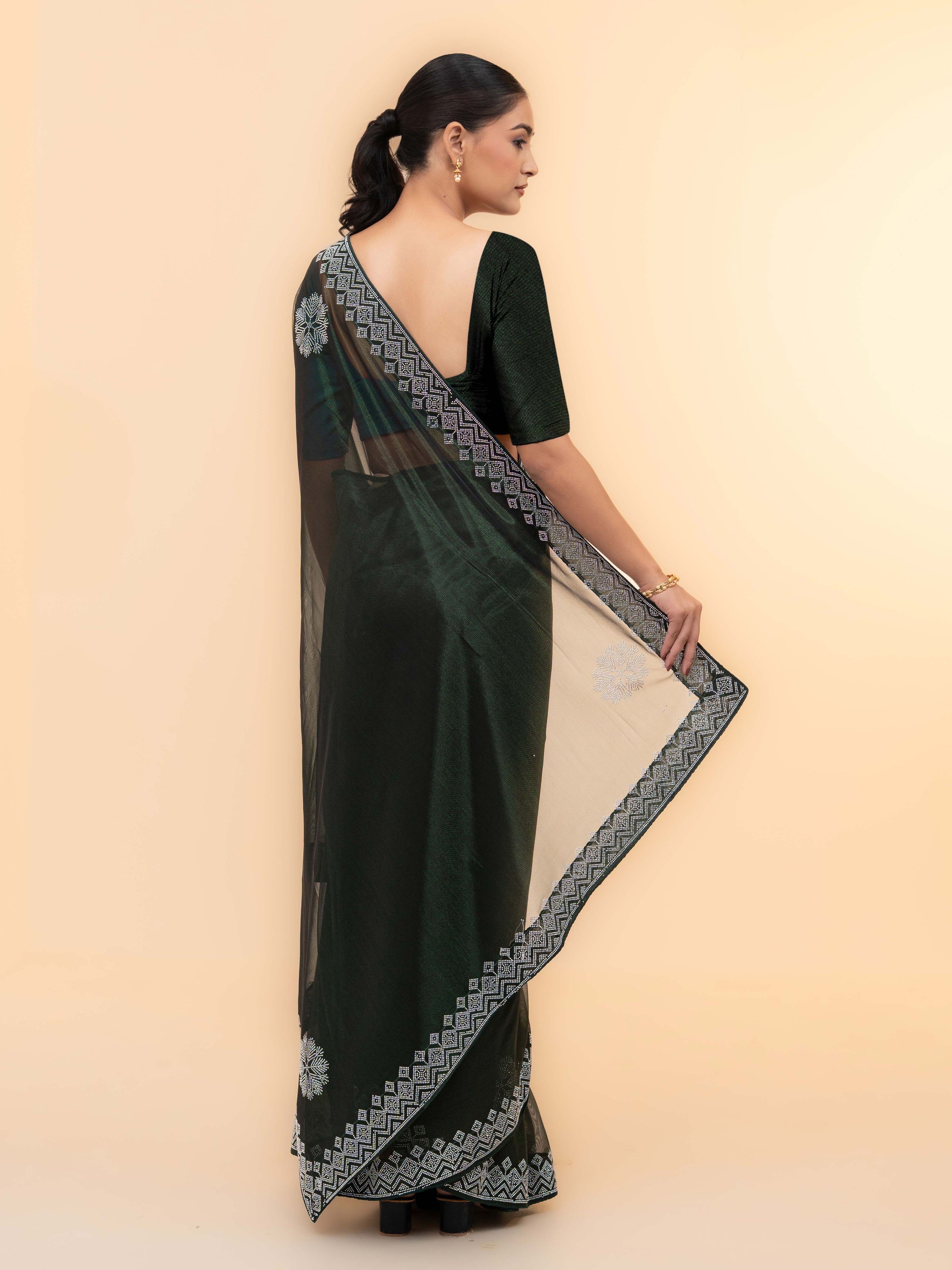 Emerald Green Soft Net Saree
