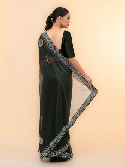 Emerald Green Soft Net Saree