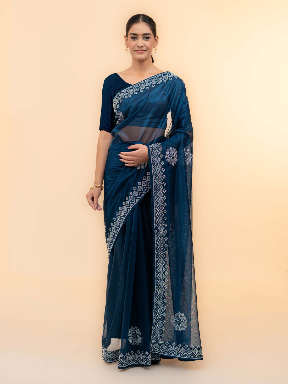 Teal Soft Net Saree