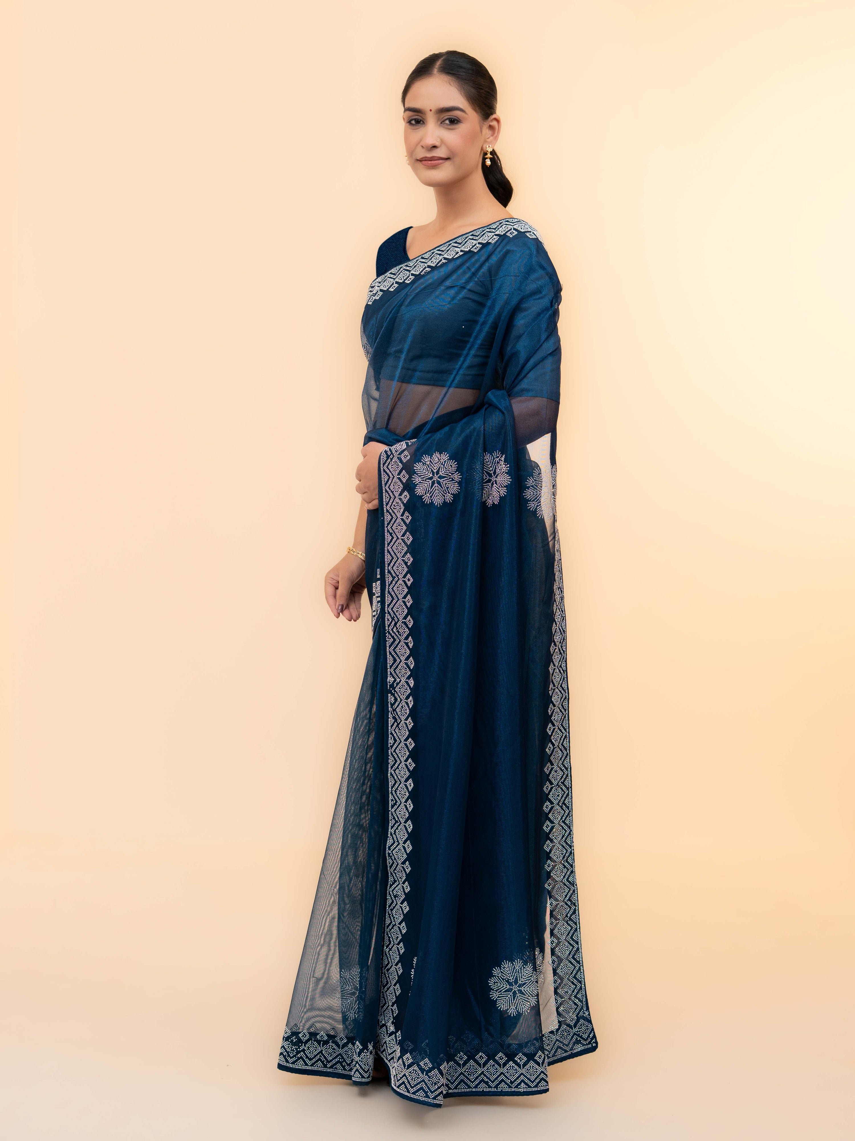 Teal Soft Net Saree