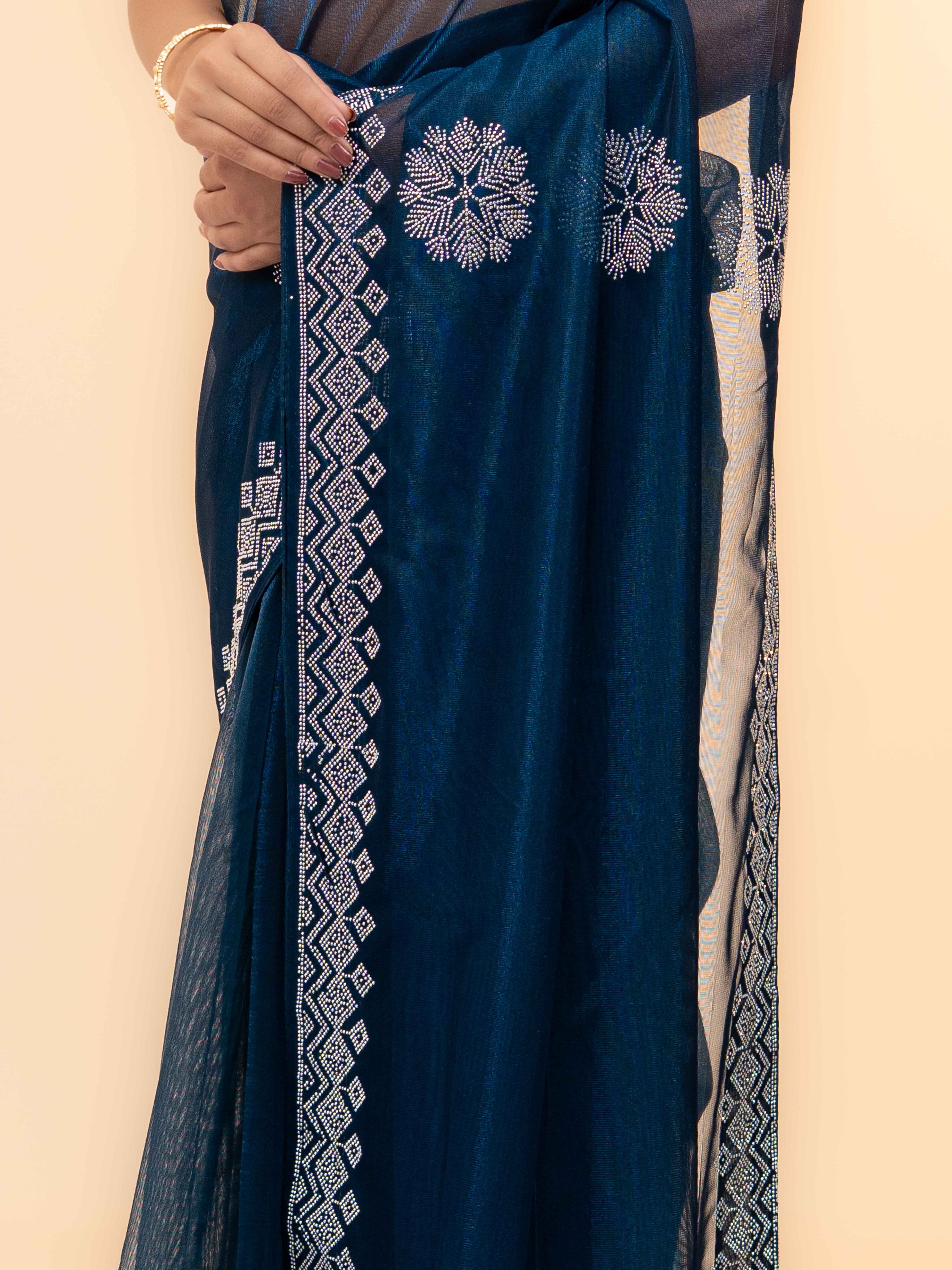 Teal Soft Net Saree