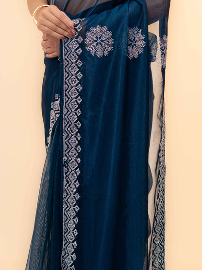Teal Soft Net Saree
