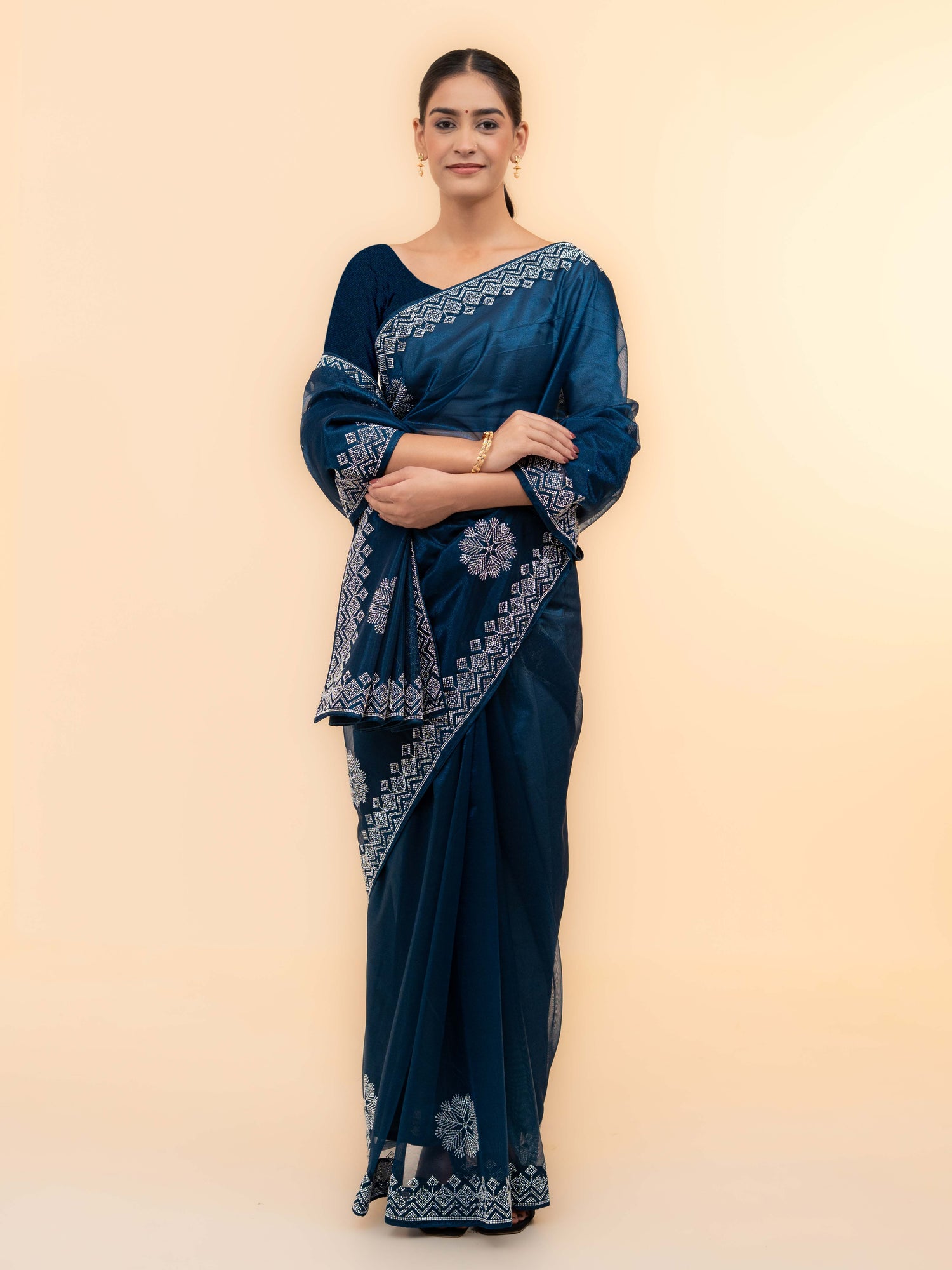 Teal Soft Net Saree