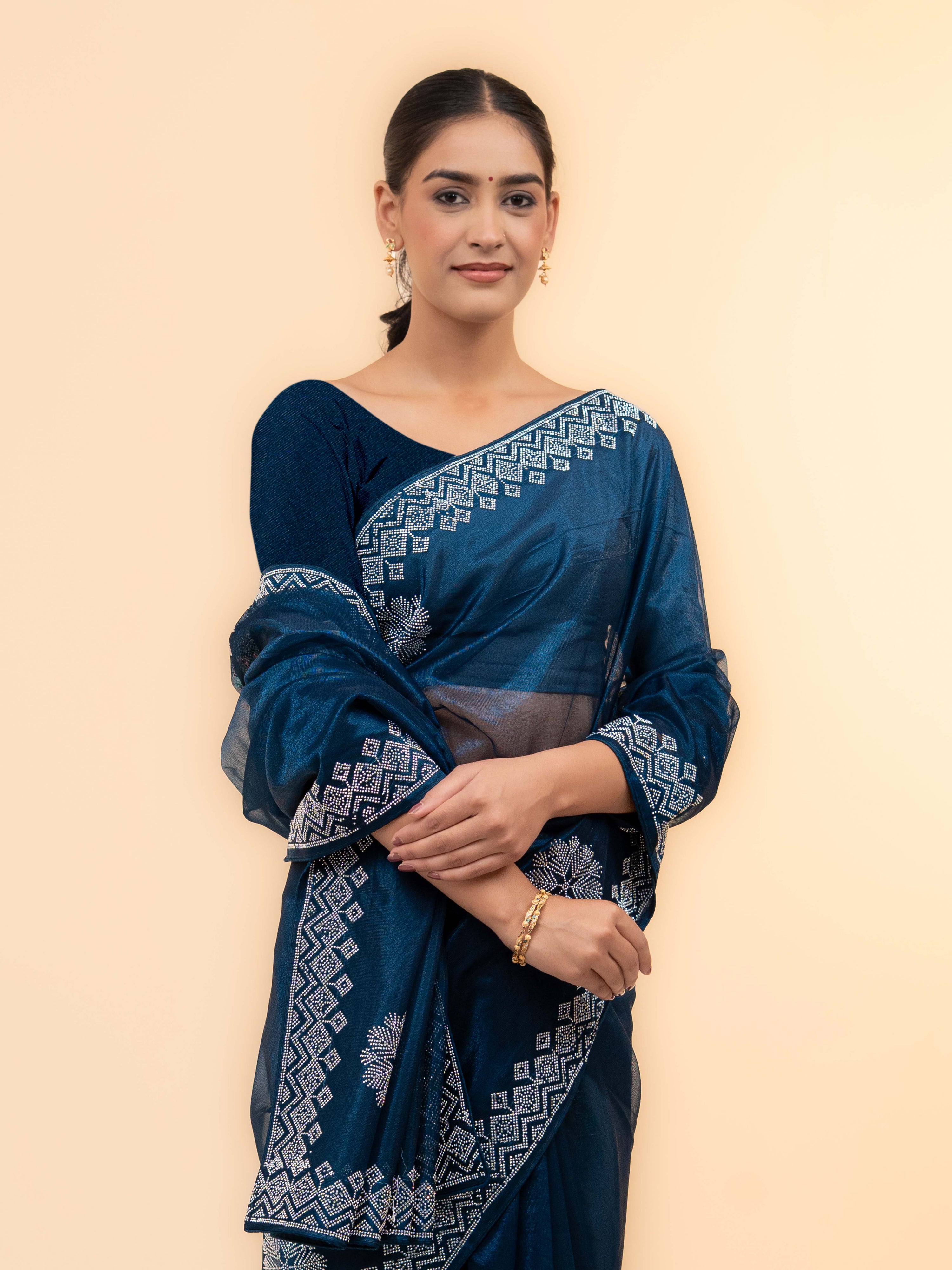 Teal Soft Net Saree