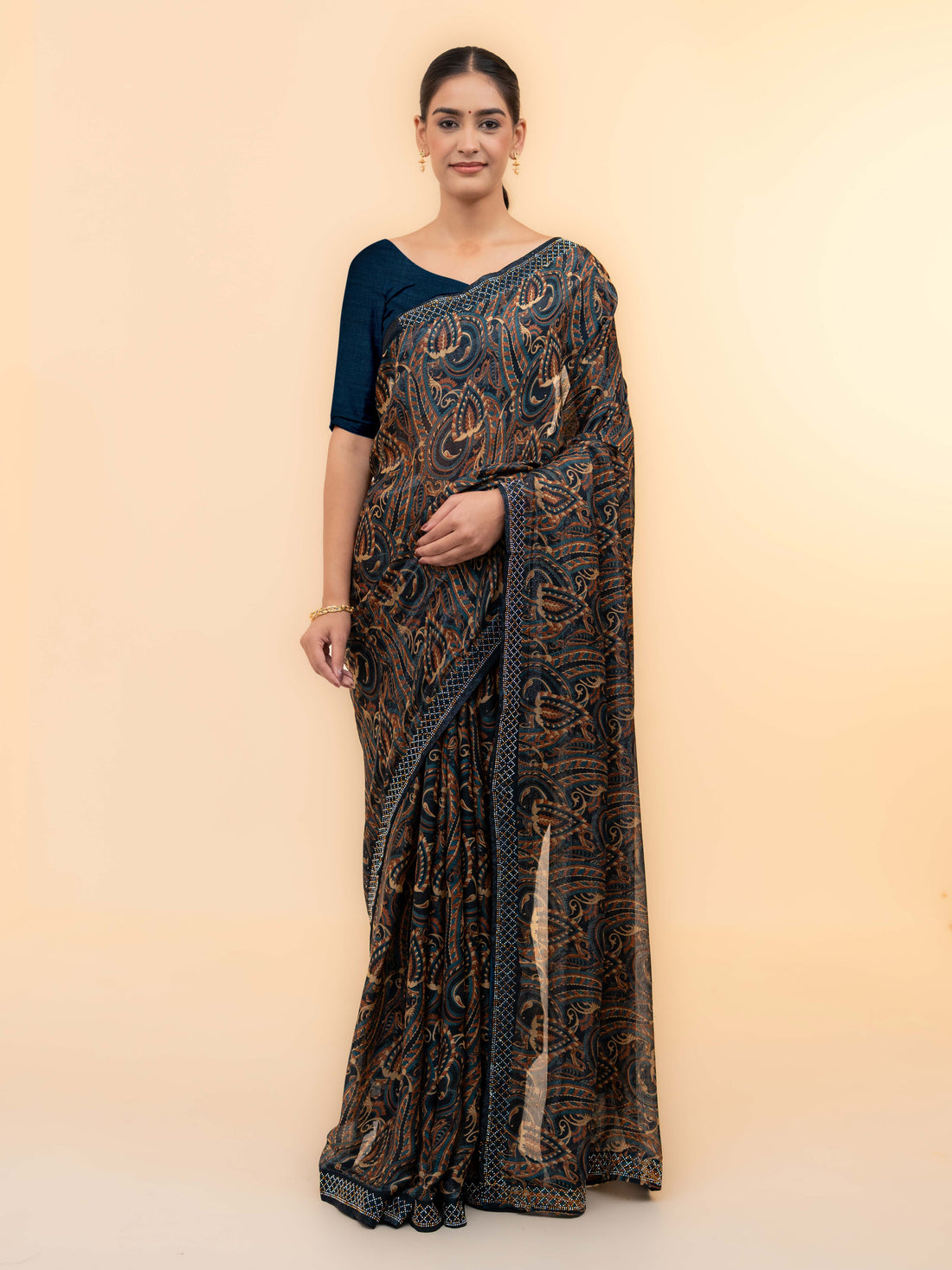 Navy Blue Soft Georgette Saree