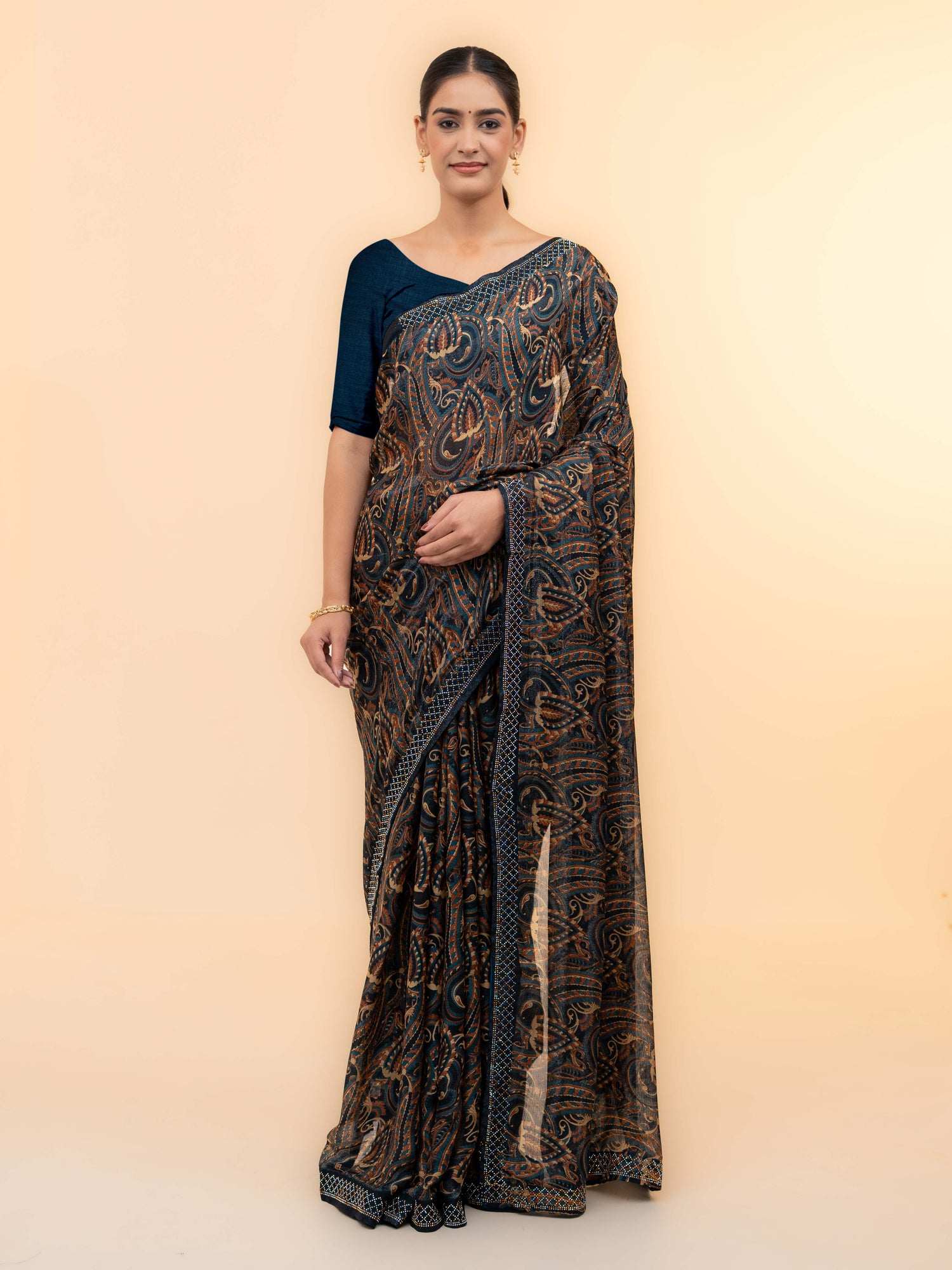 Navy Blue Soft Georgette Saree