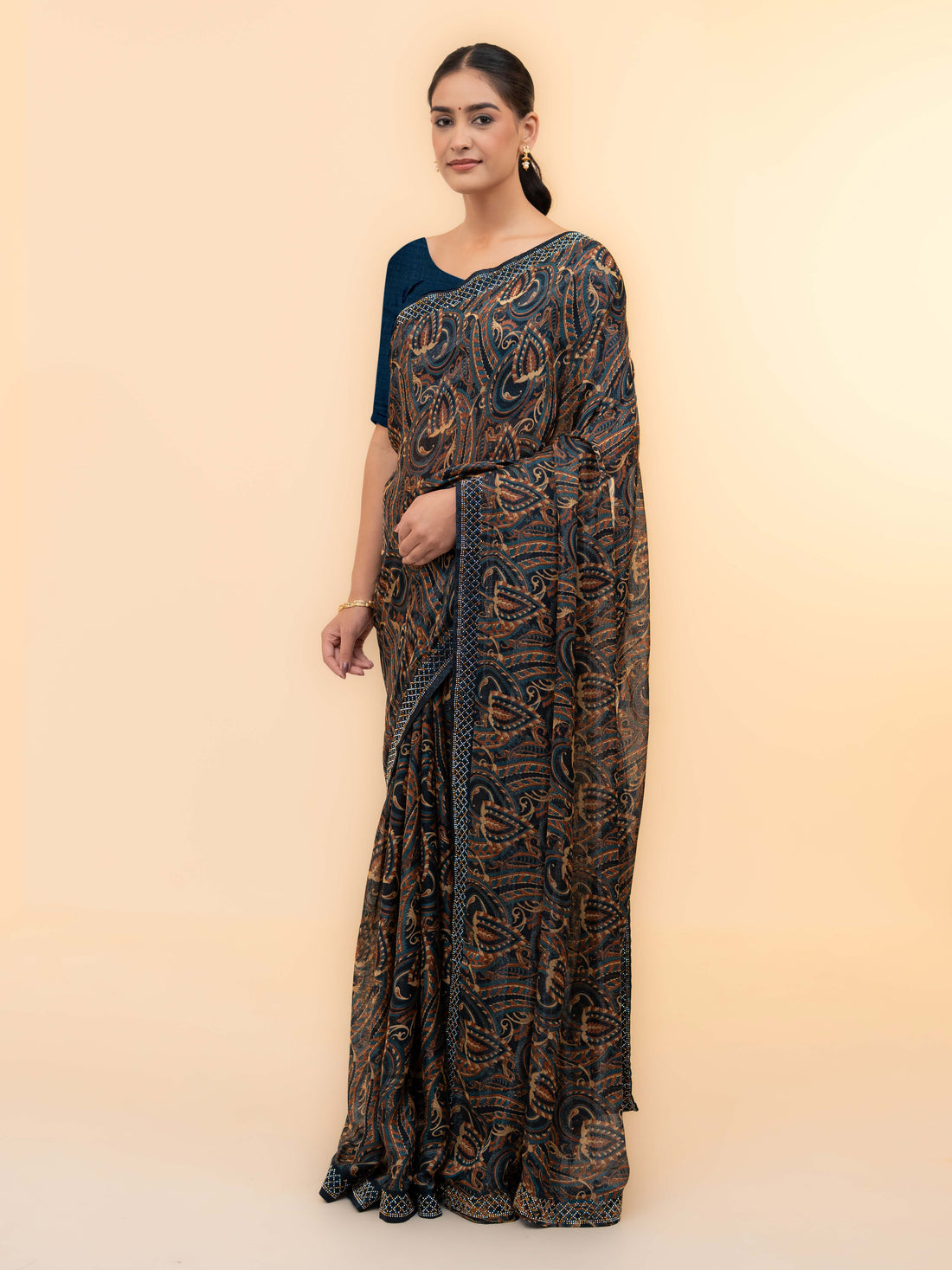 Navy Blue Soft Georgette Saree