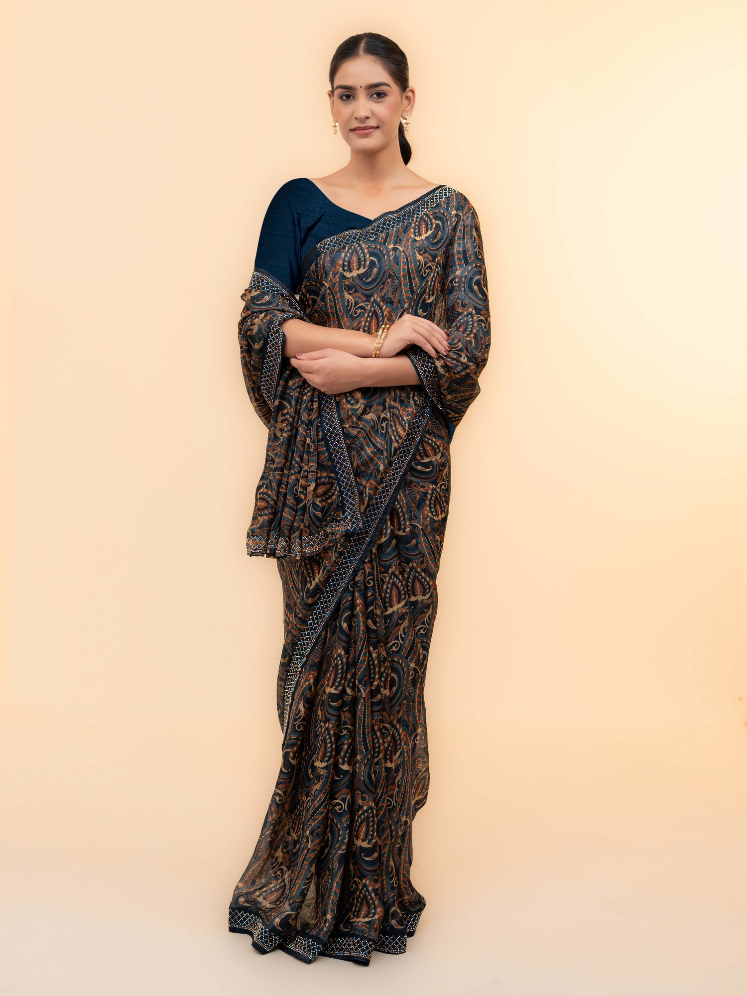Navy Blue Soft Georgette Saree