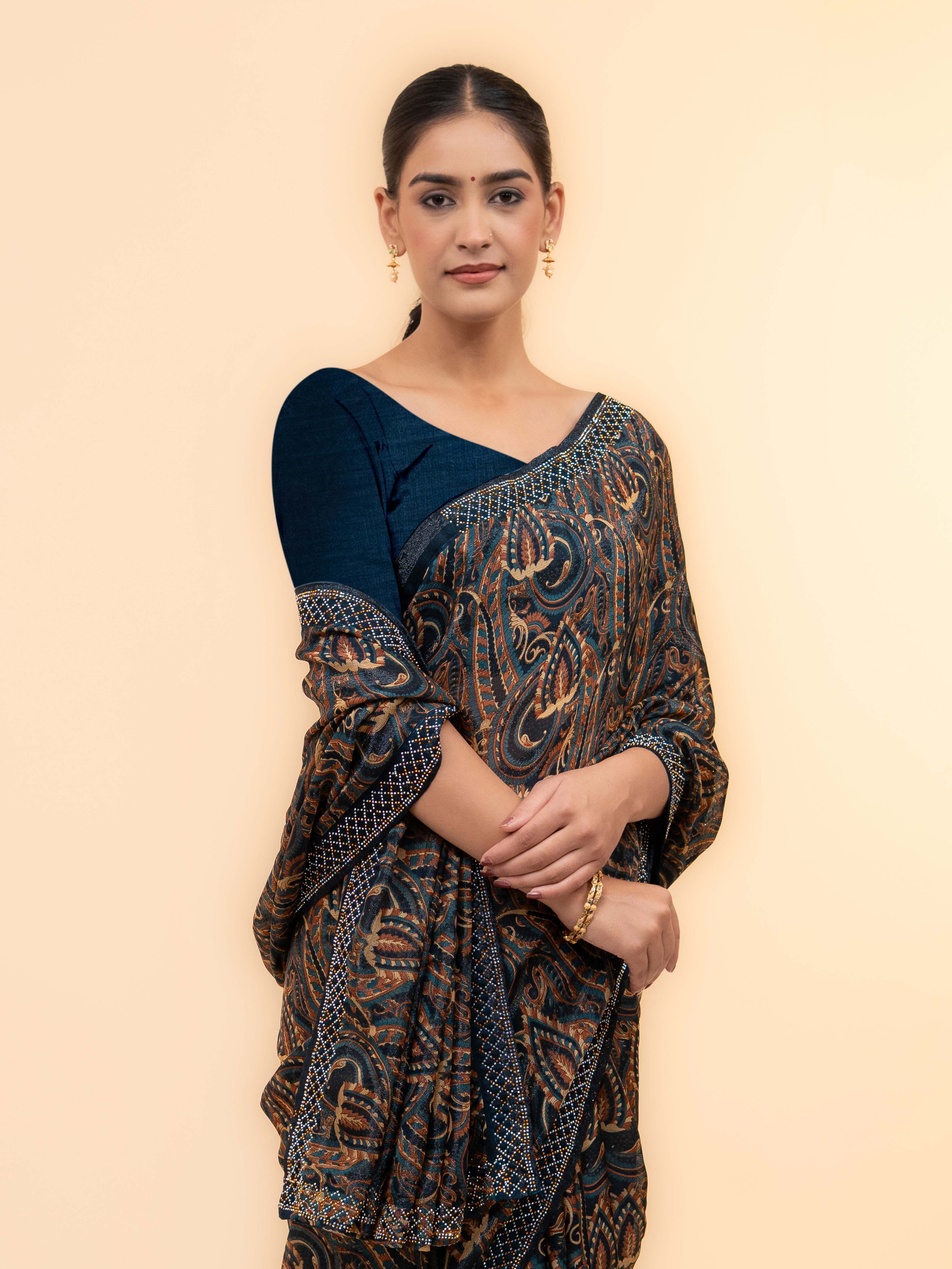 Navy Blue Soft Georgette Saree