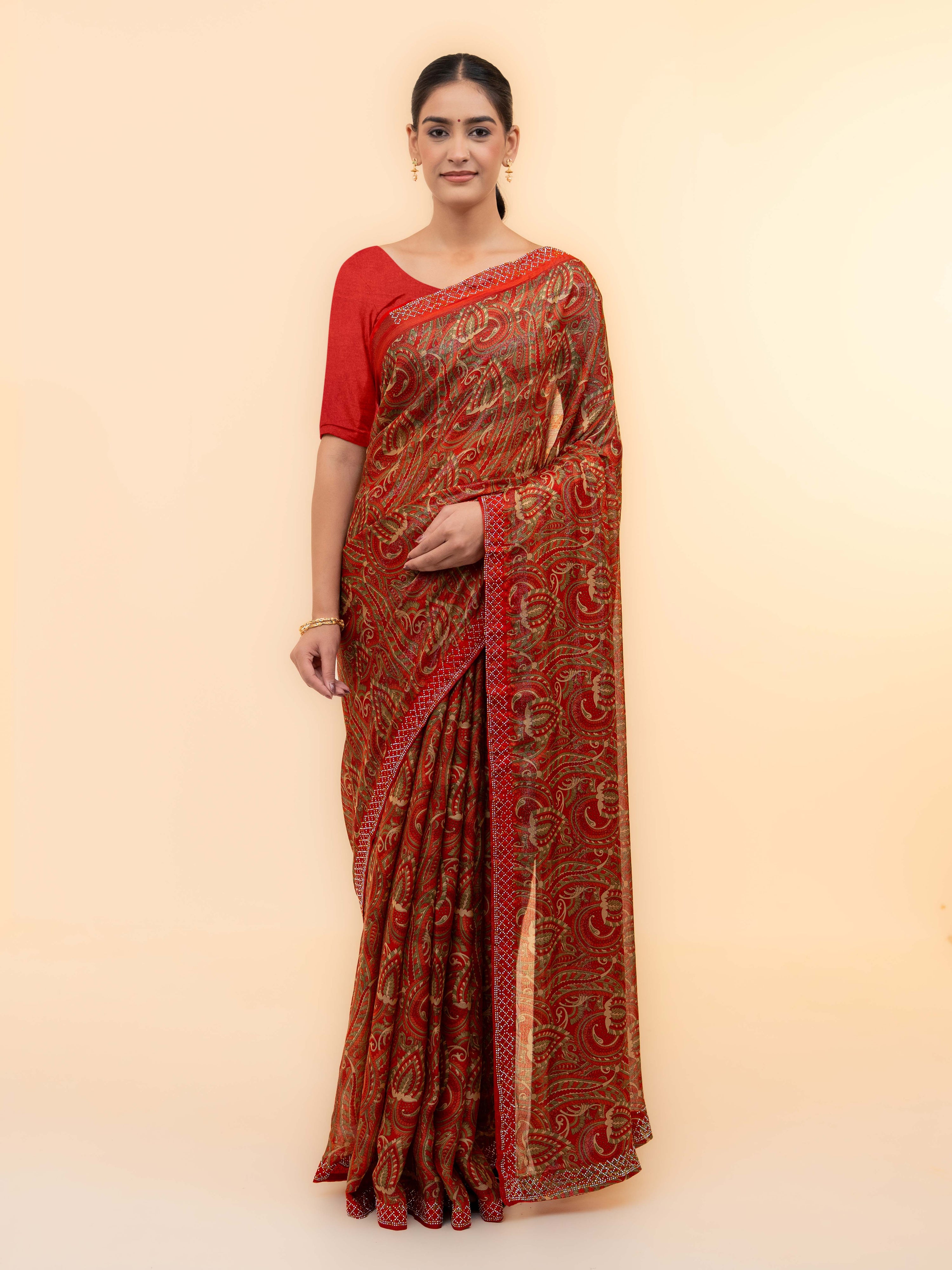 Red Soft Georgette Saree