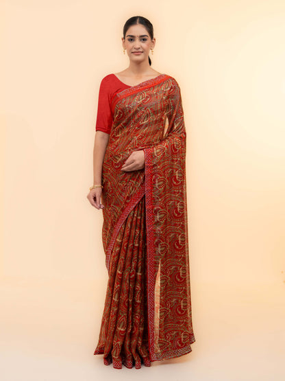 Red Soft Georgette Saree