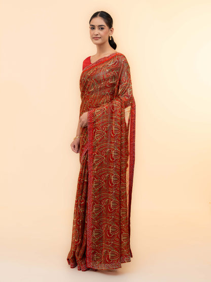 Red Soft Georgette Saree