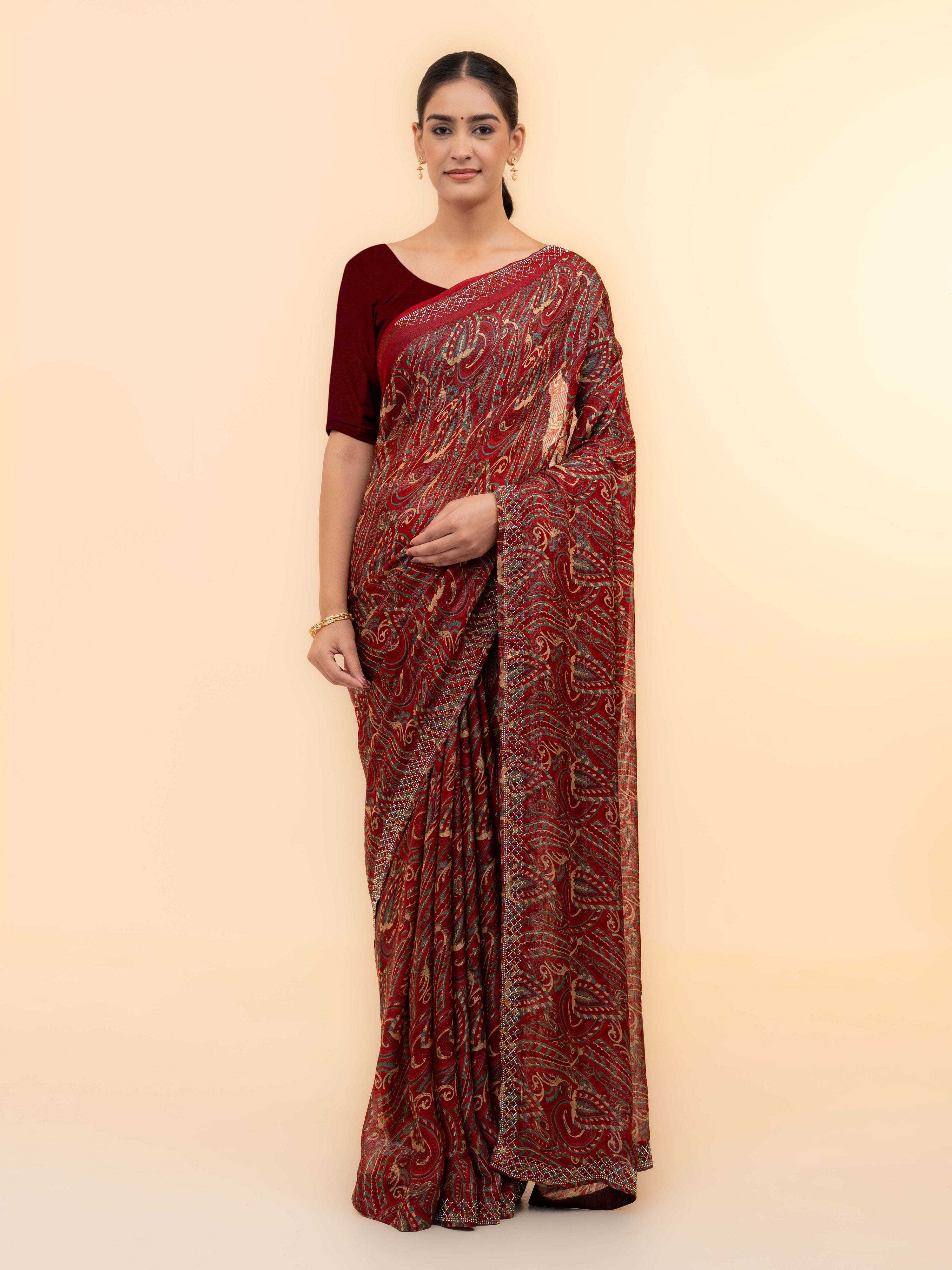 Maroon Soft Georgette Saree