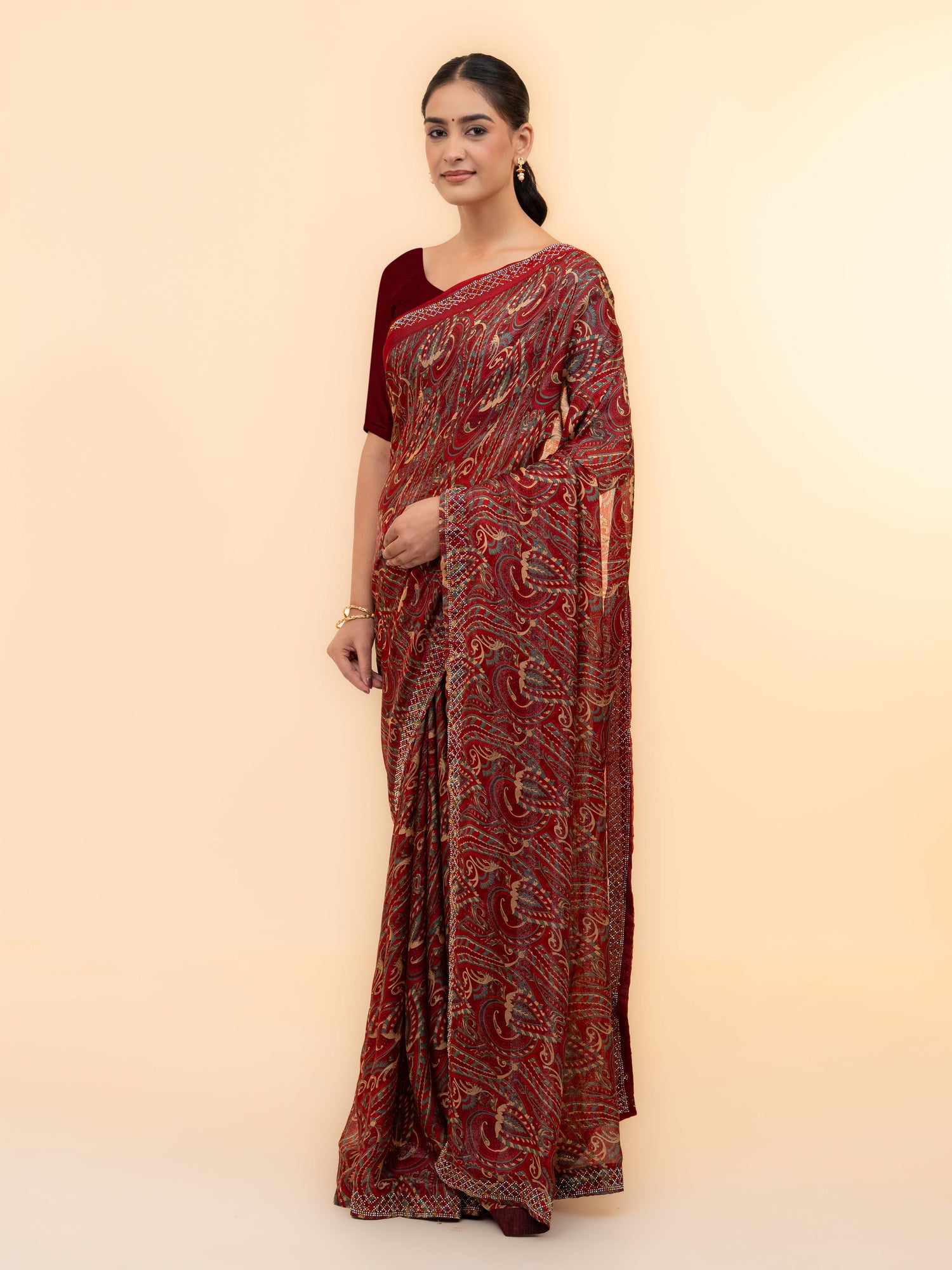 Maroon Soft Georgette Saree