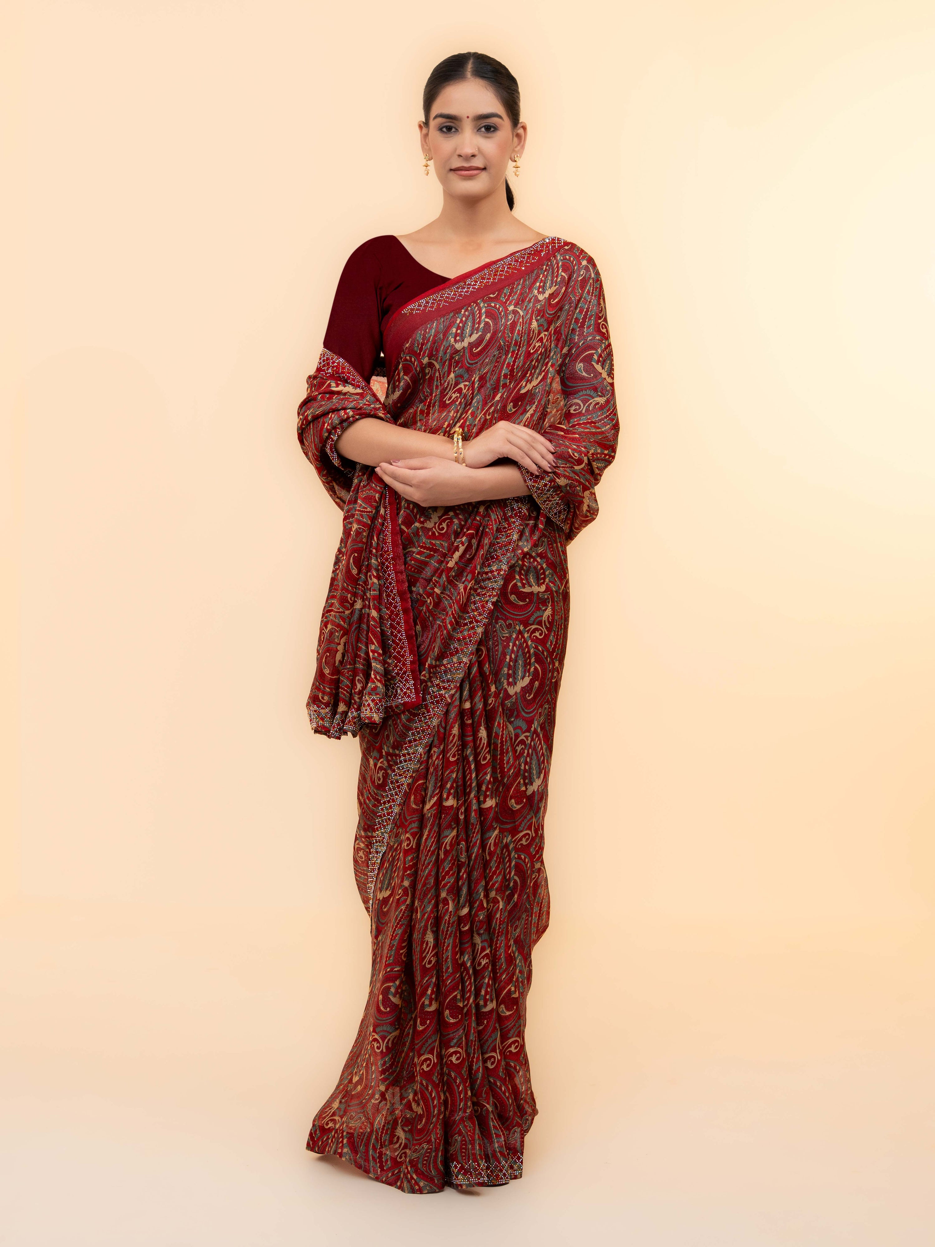 Maroon Soft Georgette Saree