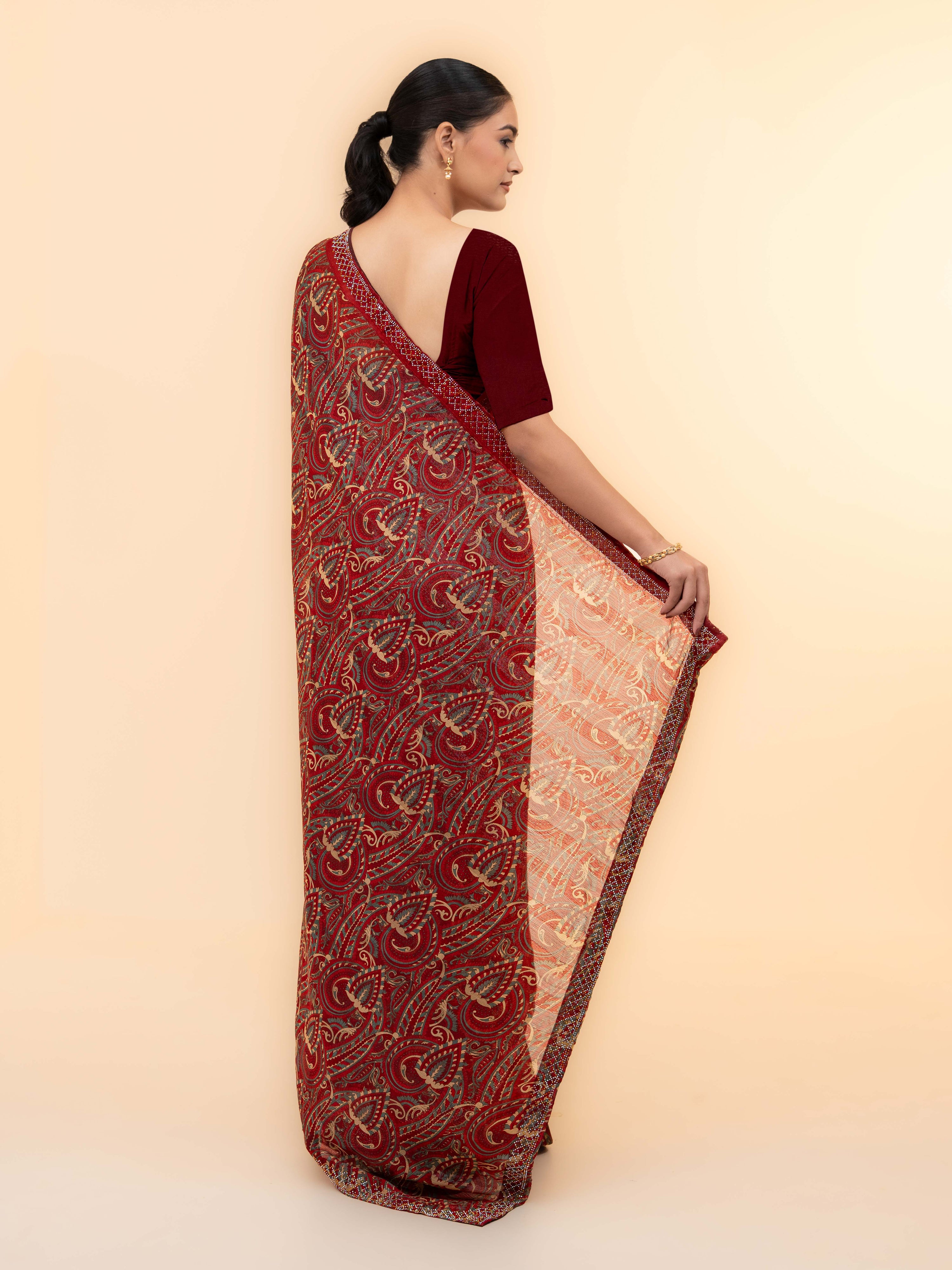 Maroon Soft Georgette Saree