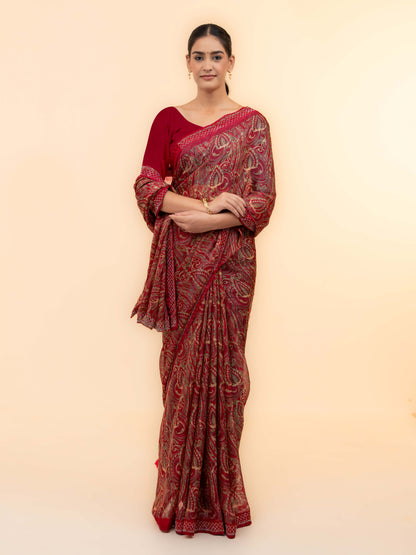 Pink Soft Georgette Saree