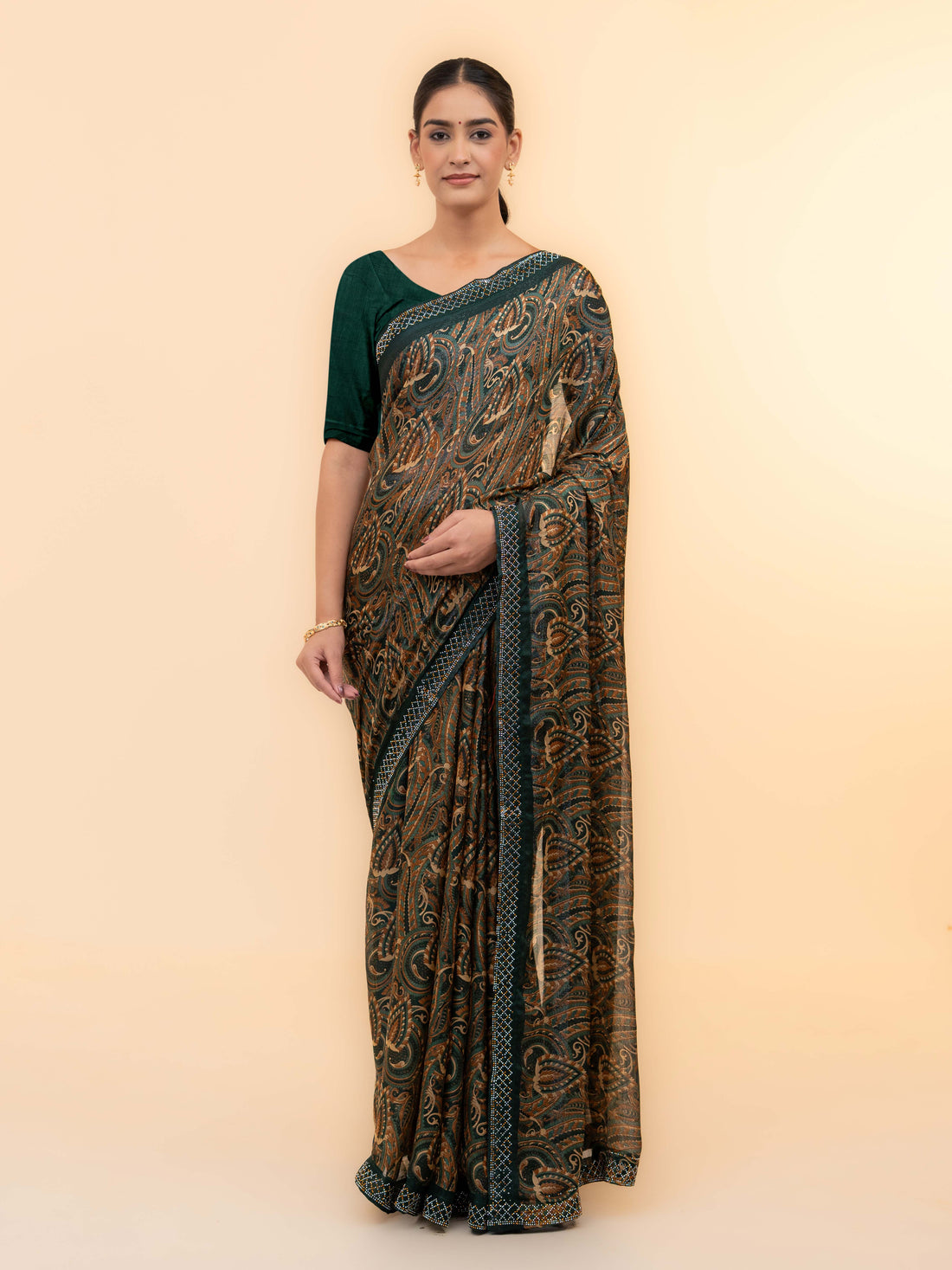 Dark Green Soft Georgette Saree