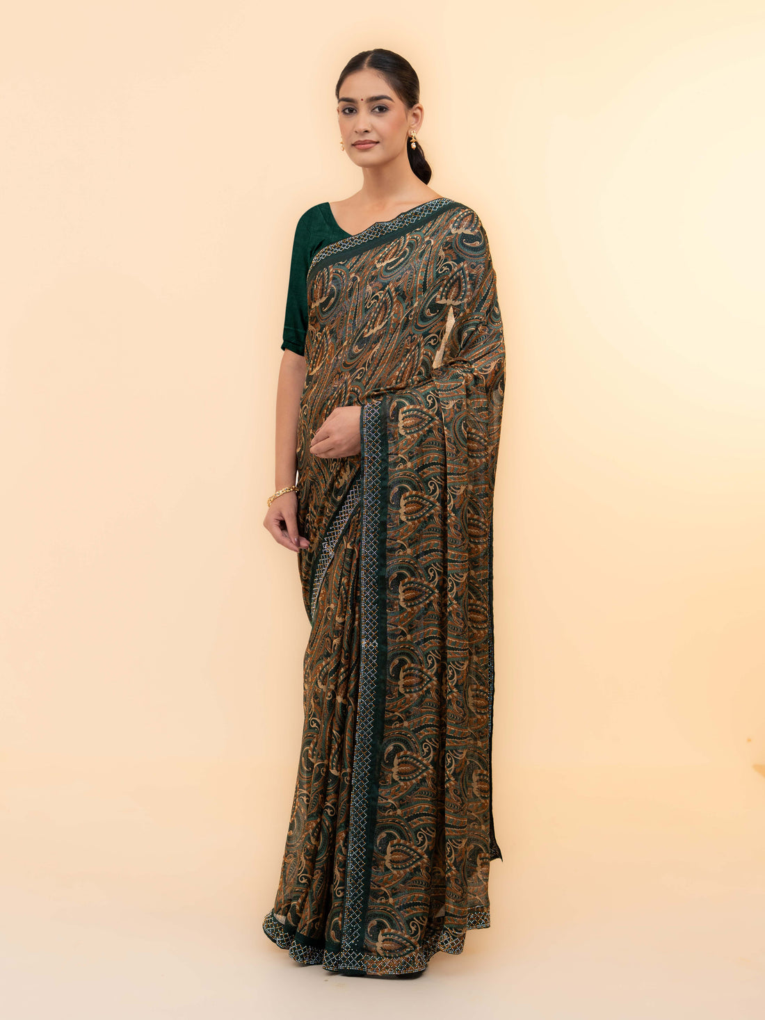 Dark Green Soft Georgette Saree
